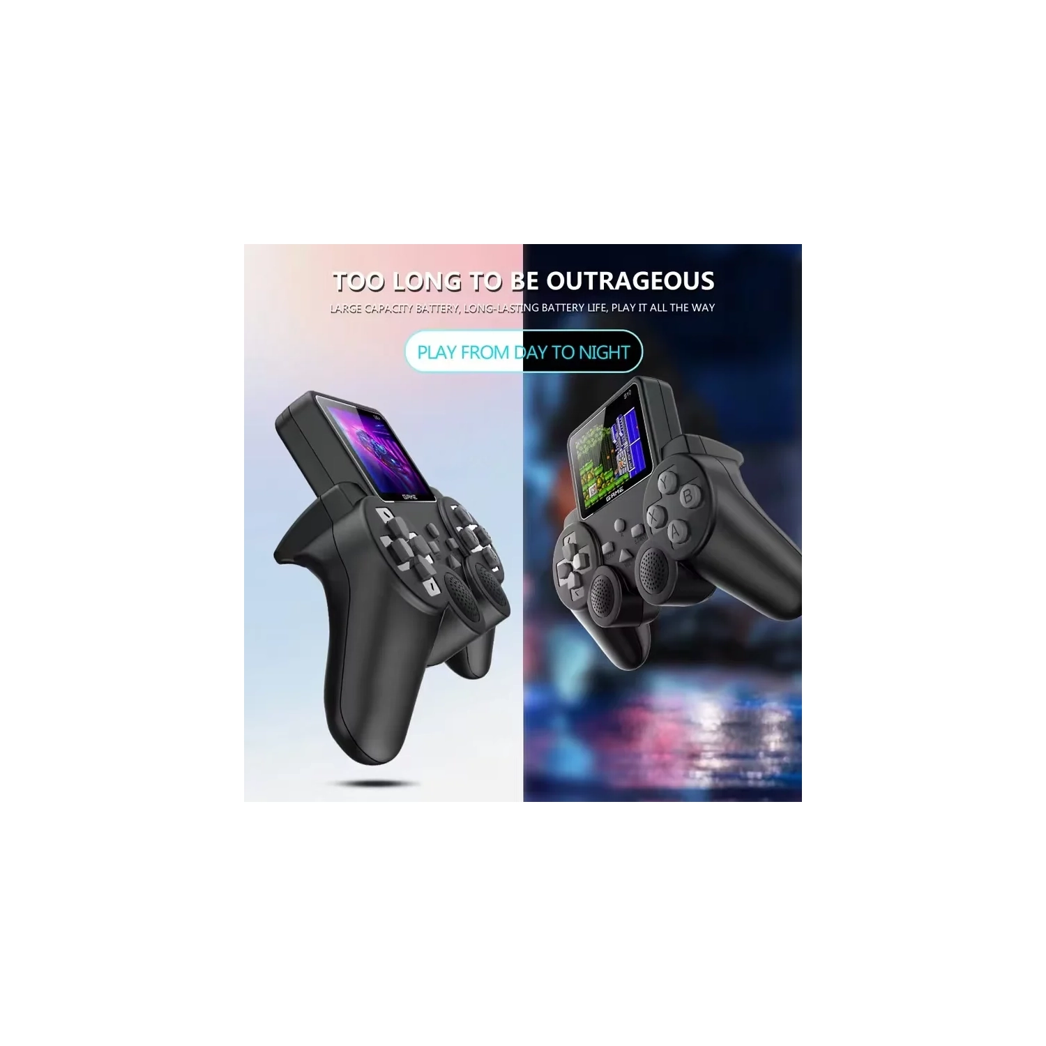 Console de jeu portative S10, jeux de rôle rétro FC d'aventure 520, jeu de télé jouet pour enfants, manette de jeu sans fil - noir double