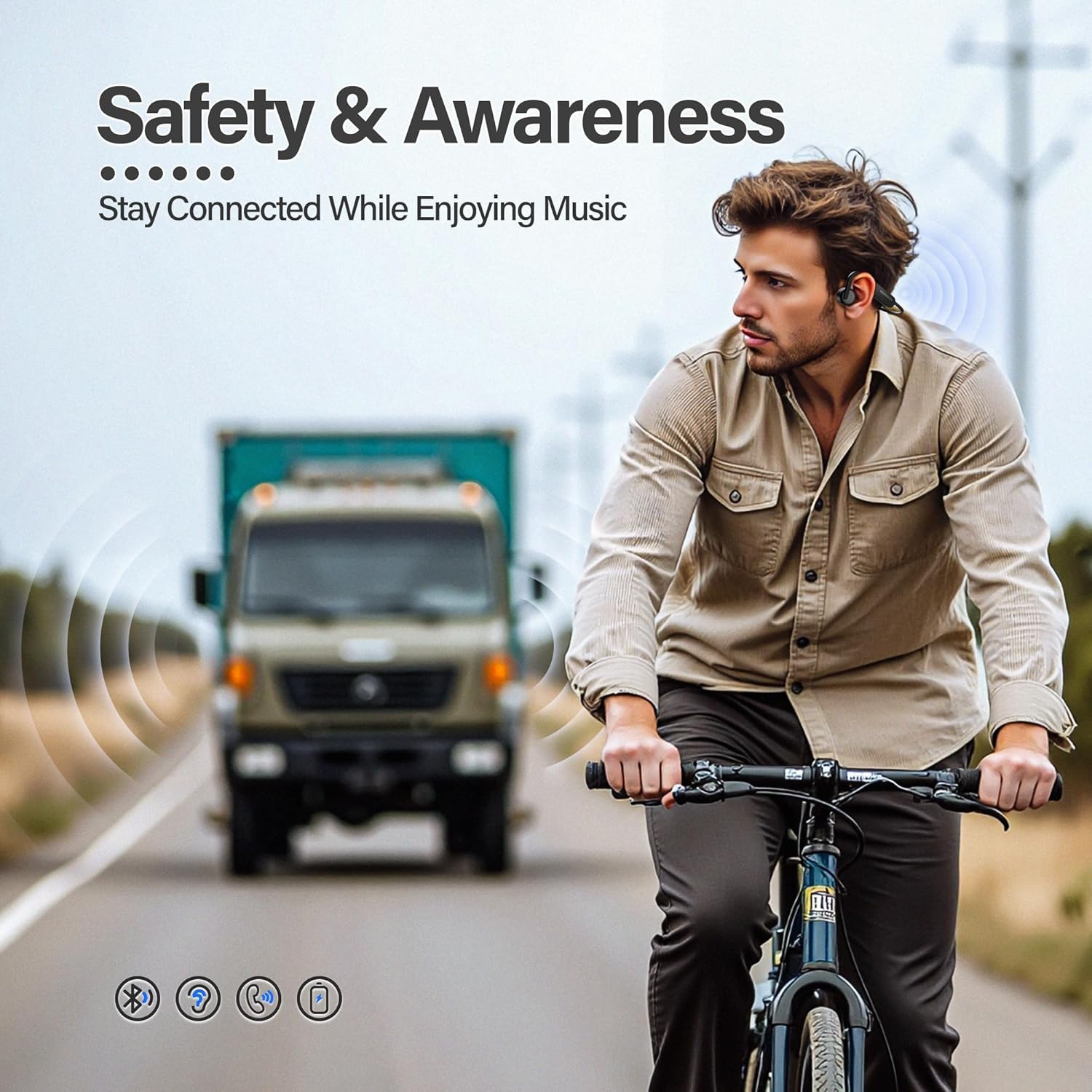 oreillette bluetooth à conduction osseuse x14pro, écoute longue durée de la musique, sports et course sans fil ouverte, 5 casque étanche à conduction