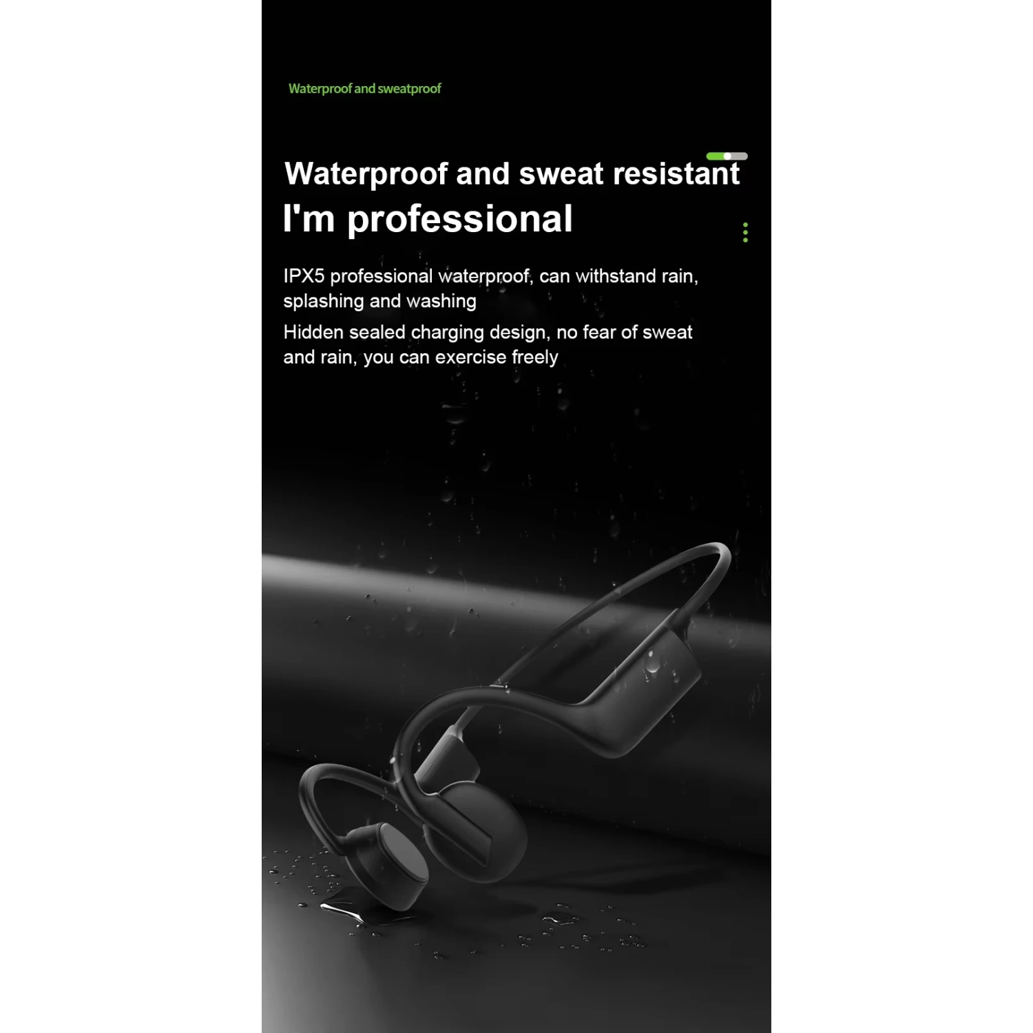 Wireless Bluetooth 5.3 Non-In-Ear Bone Conduction Earphones, Long Battery Life for Calls and Music, IPX5 Waterproof Open-Back Earphones for Running,