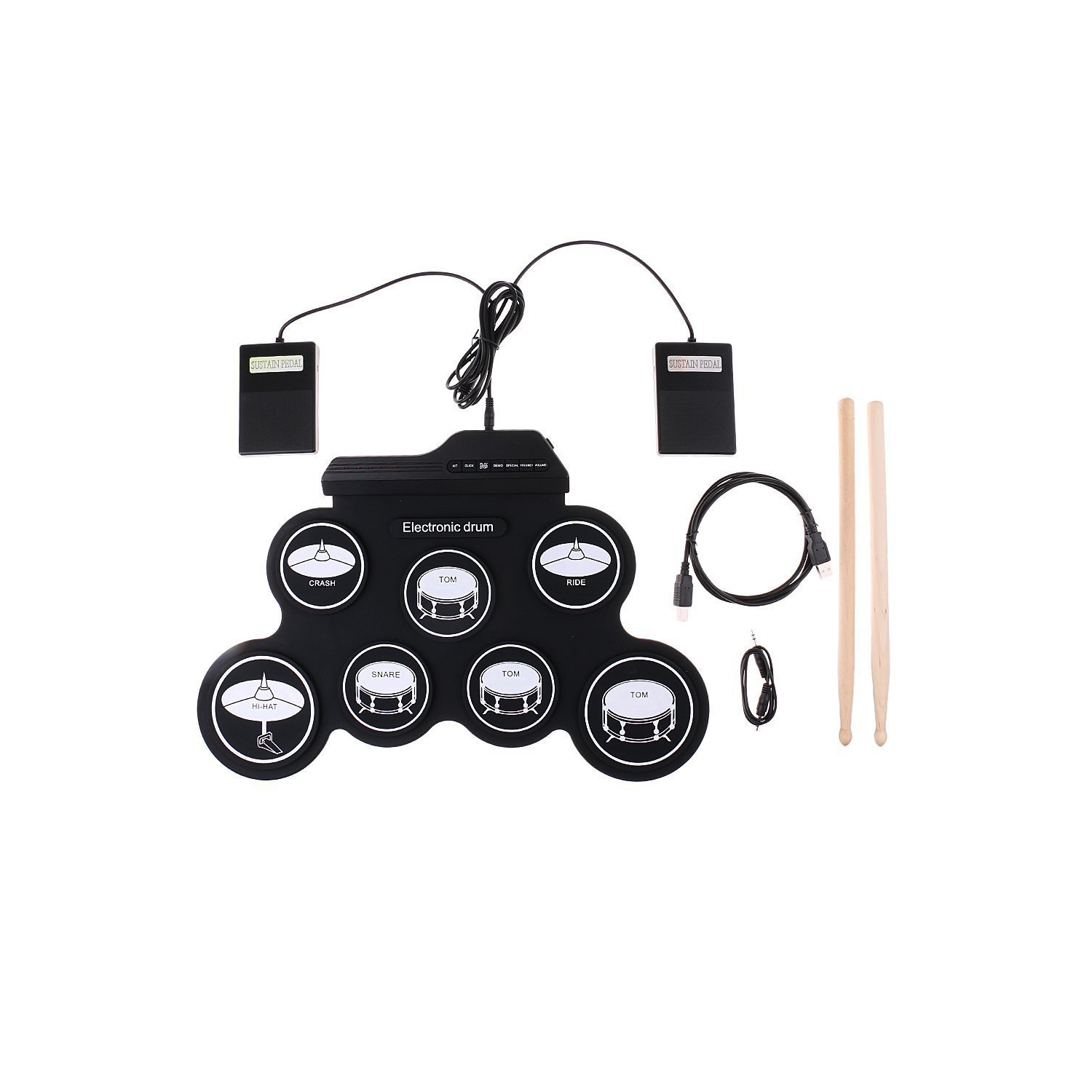 Batterie pliable à rouleau manuel Hot Product, batterie de jeu portative de bureau, instrument de percussion professionnel USB pour adultes pour