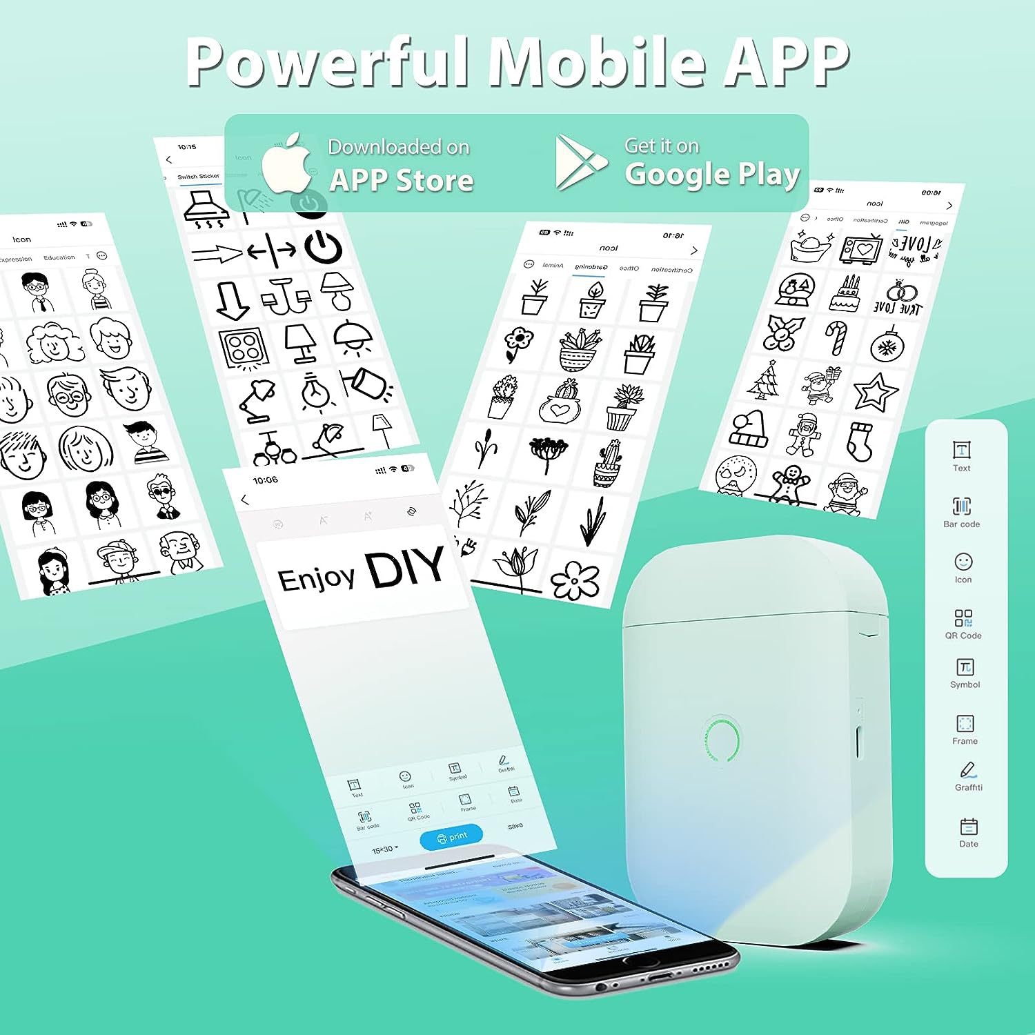 Portable Bluetooth Label Printer Thermal Mini Label Machine Label Strip Sticker Self-adhesive Printer E-commerce Half Inch Label Machine Office