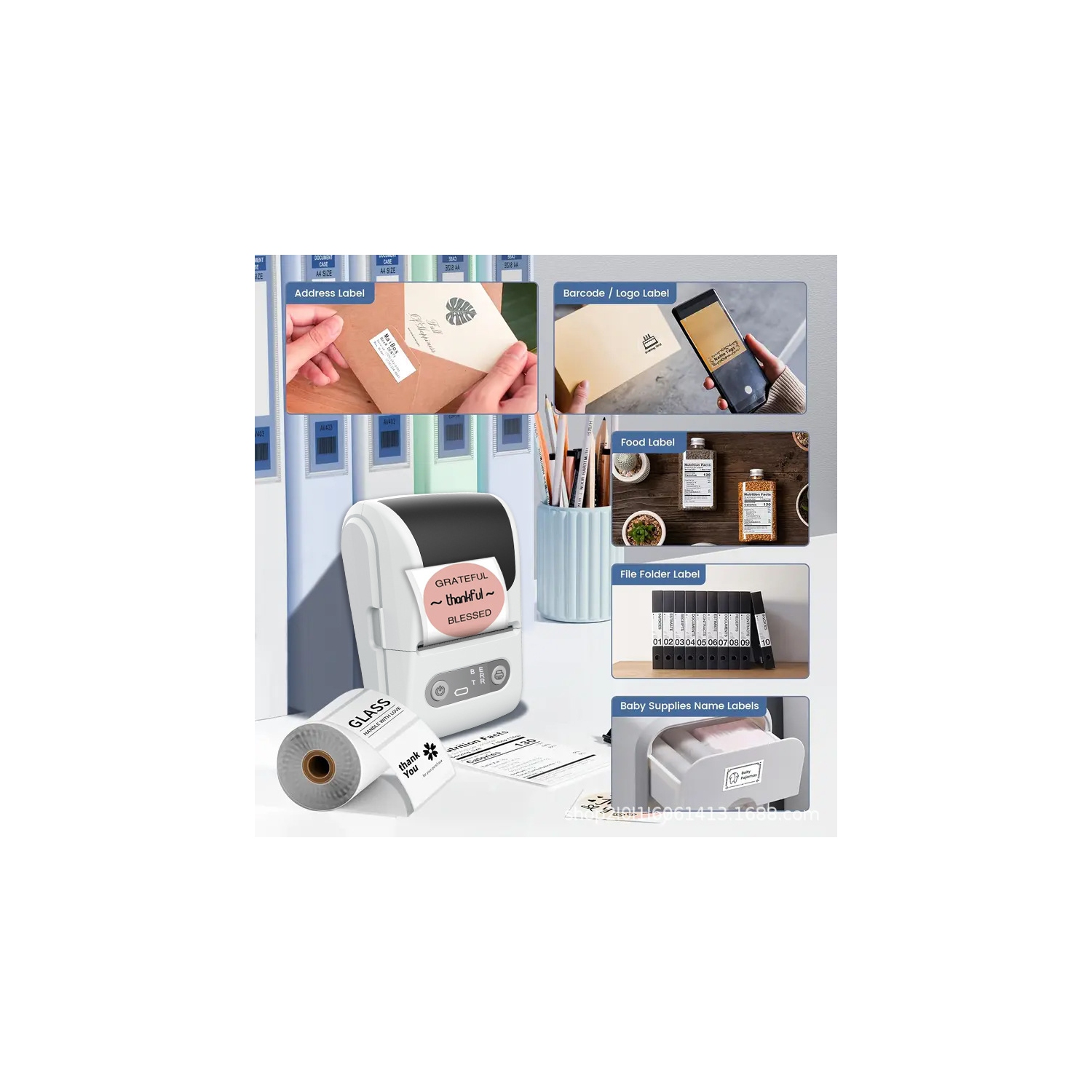 Mini Thermal Label Printer Portable Printer List Name Classification Identification Clothing Label Printer Suitable for Small Business, Mailing,