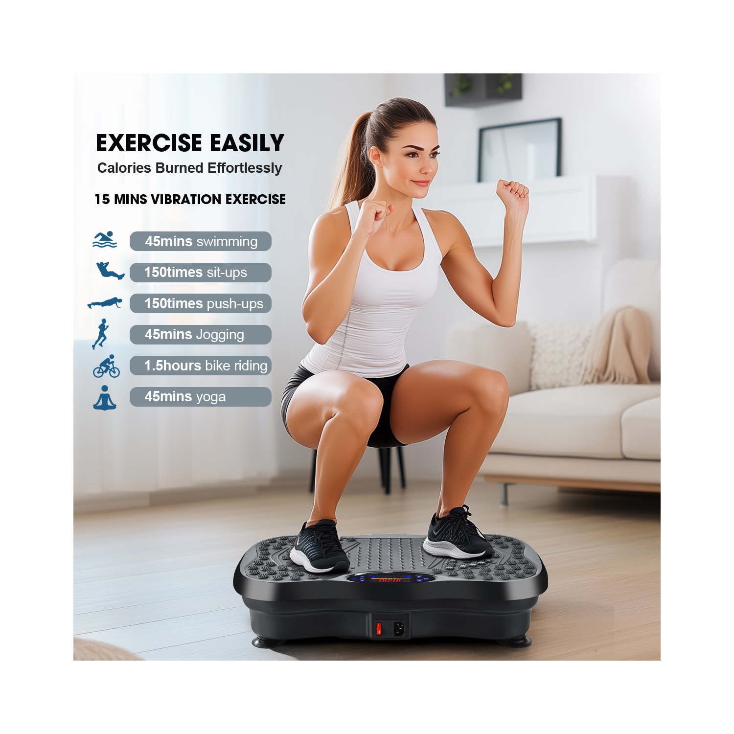 Appareil d'exercice avec plaque vibrante Drainage lymphatique, plaque d'entraînement avec vibrations pour perte de poids, machine d'exercice avec