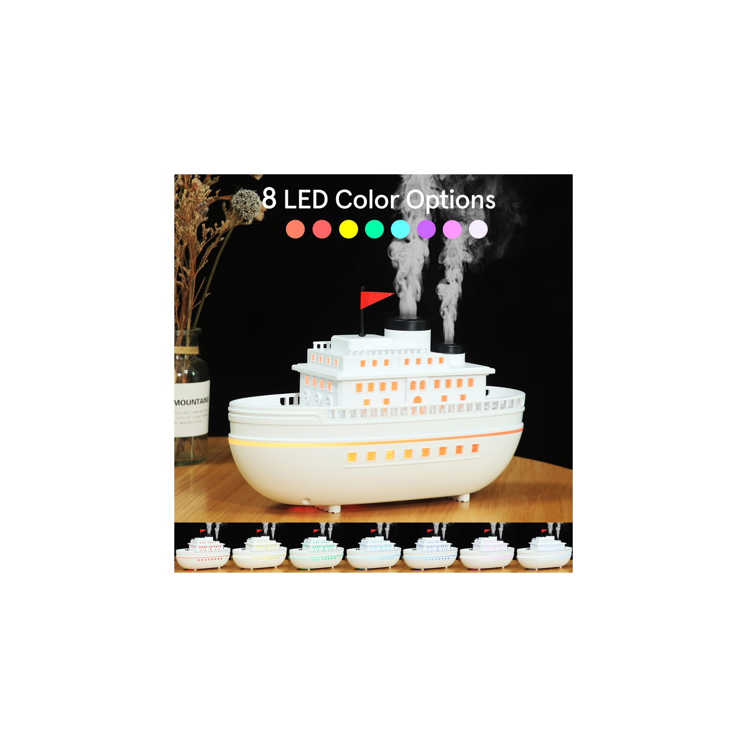 Humidificateur d'aromathérapie ultrasonique SHARE FORME 7 lumières changeantes de couleur Grand diffuseur d'huile essentielle ultrasonique de brume