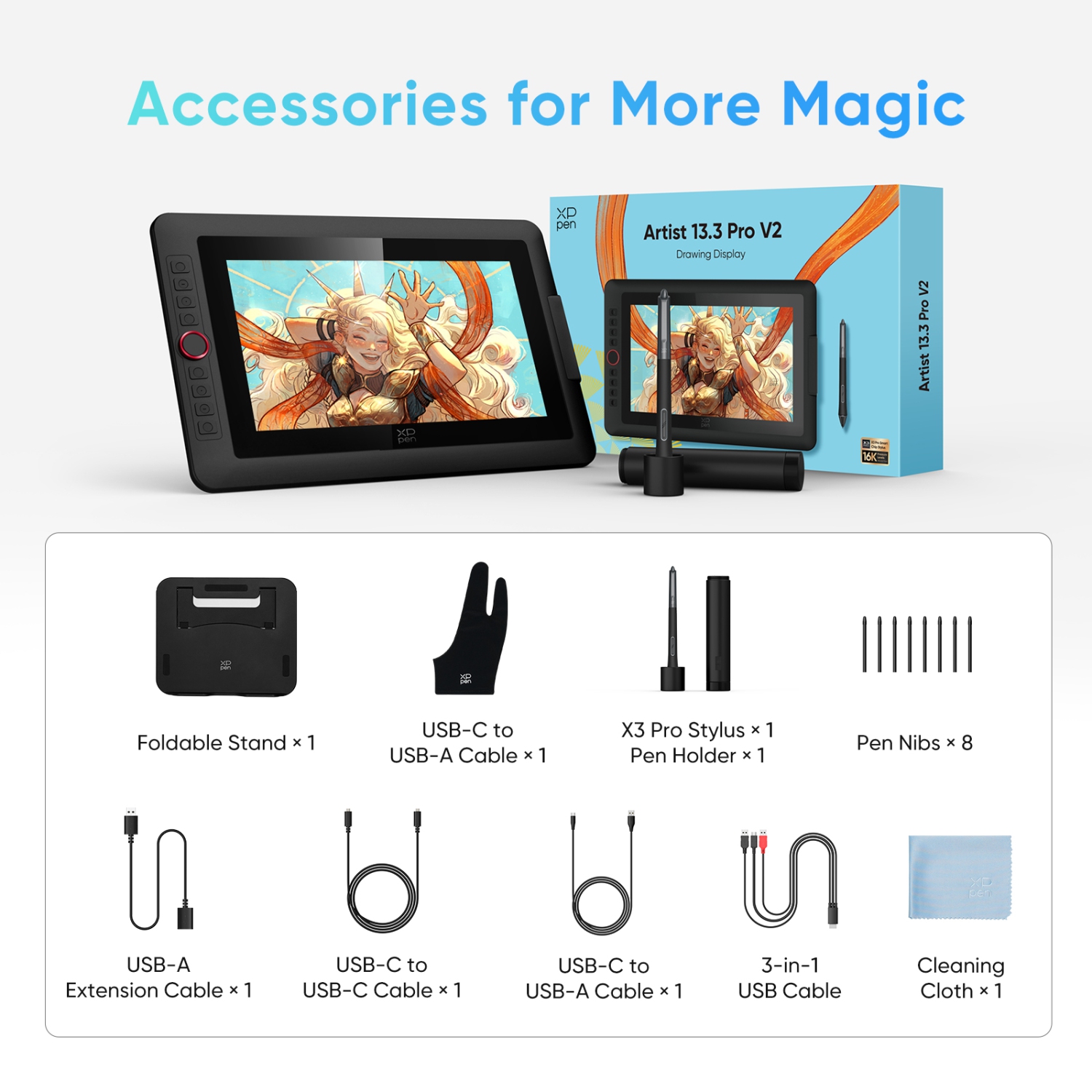 Moniteur à dessin IPS 13&nbsp;po XPPen avec stylet graphique laminé de 3&nbsp;po