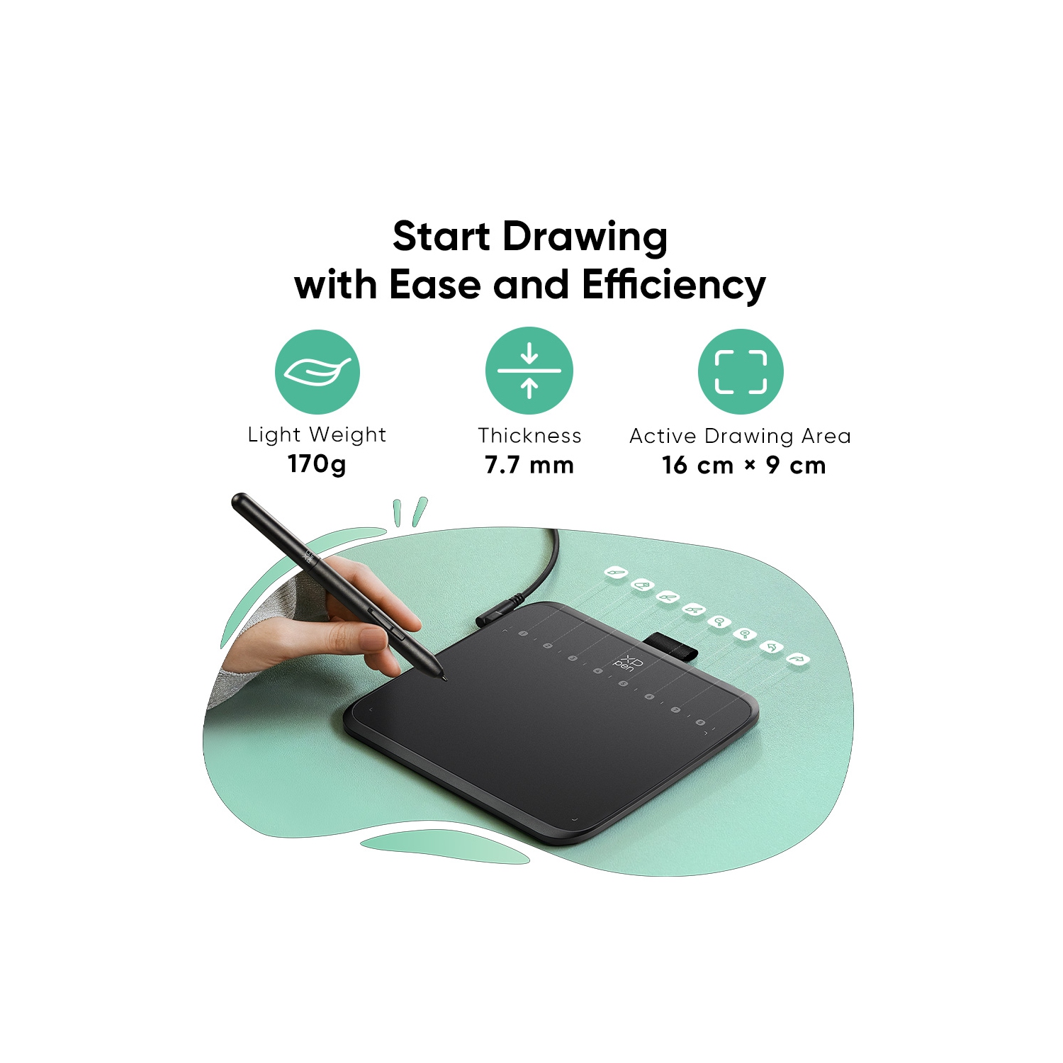XPPen – Tablette à dessin 6&nbsp;po x 4&nbsp;po Deco 640 avec 16384 niveaux de pression Sensibilité Stylet OSU Support Drawing Pad pour Digital