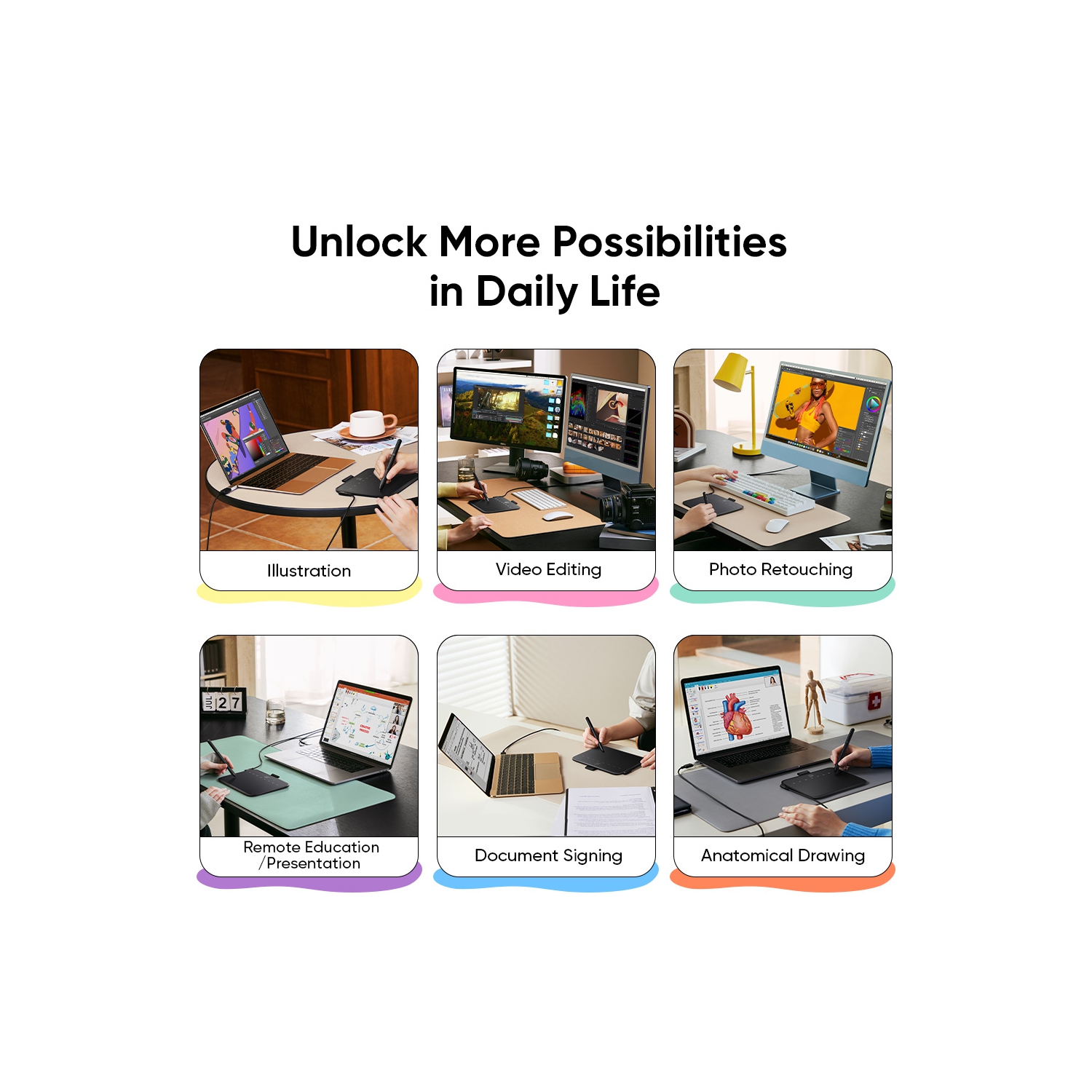 XPPen – Tablette à dessin 6&nbsp;po x 4&nbsp;po Deco 640 avec 16384 niveaux de pression Sensibilité Stylet OSU Support Drawing Pad pour Digital