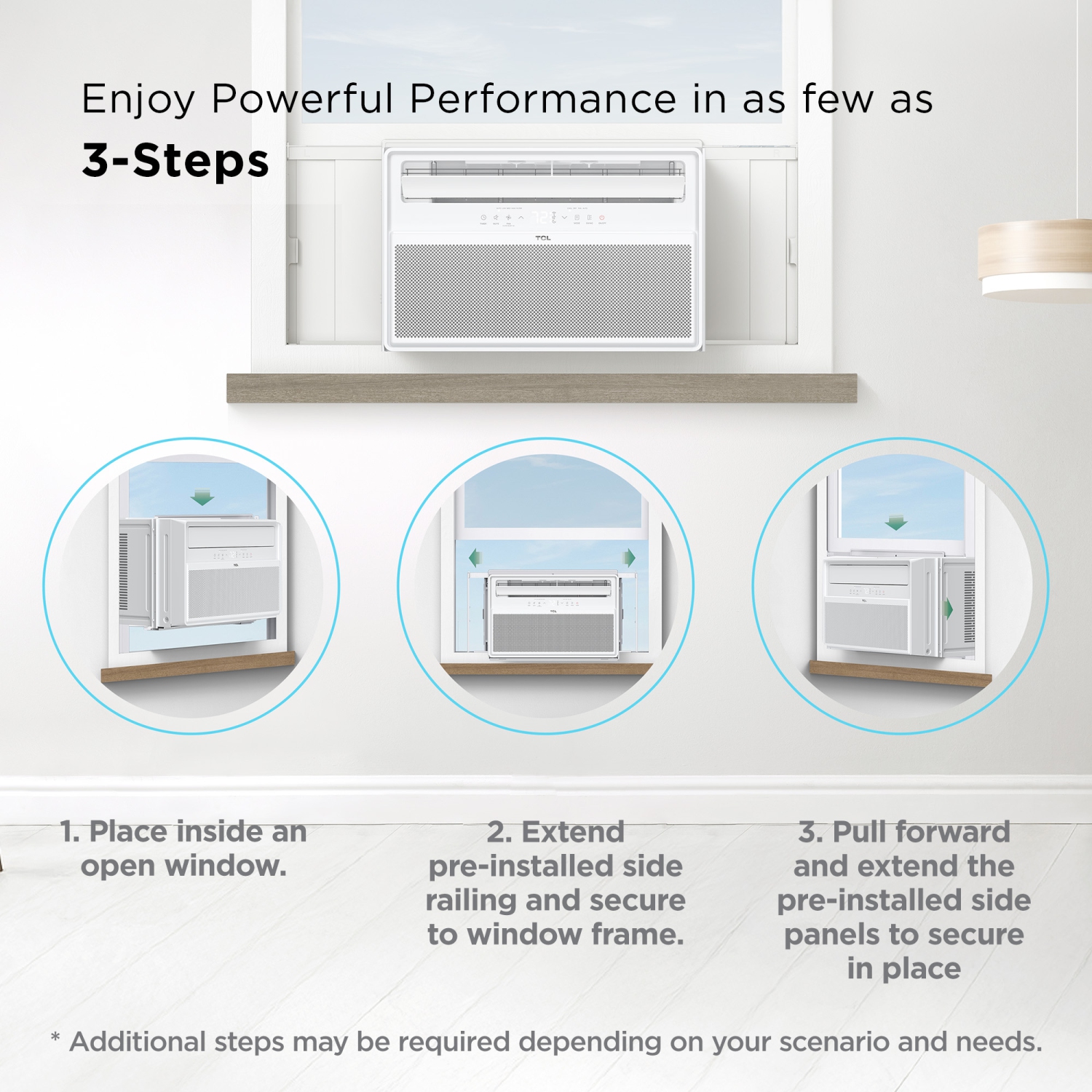 TCL – Climatiseur de fenêtre, ventilateur et déshumidificateur intelligent 10&nbsp;000&nbsp;BTU série Q, 450 pi2 Télécommande, fonctionne avec