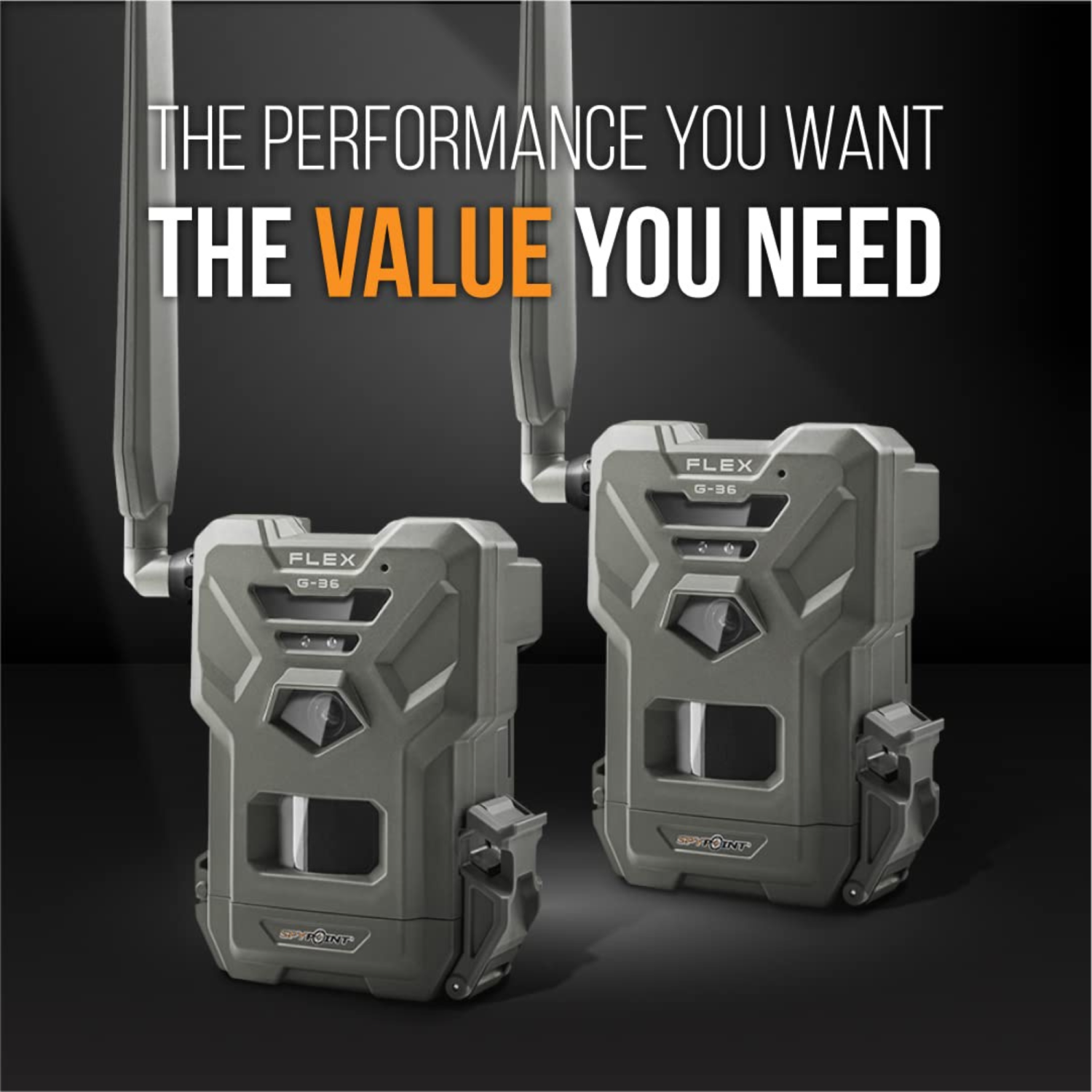 SPYPOINT Flex G-36 Twin Pack Cellular Trail Cameras – 36MP Photos, 1080p Video w/ Sound, GPS, LTE, 100ft Flash & Detection, Responsive 0.3s Trigger