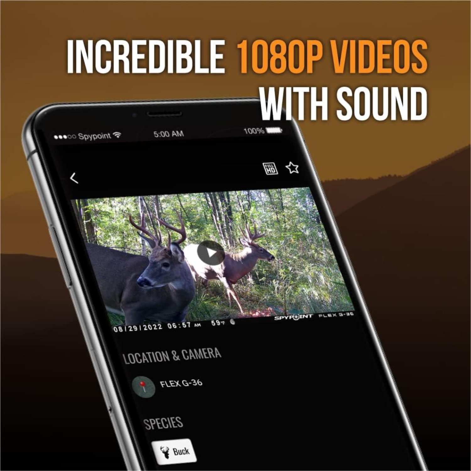 SPYPOINT Flex G-36-TWIN CAMO | Caméra de sentier cellulaire extérieure | Vidéo 1080p avec son, 36 mégapixels, vitesse de déclenchement 0,3S, flash