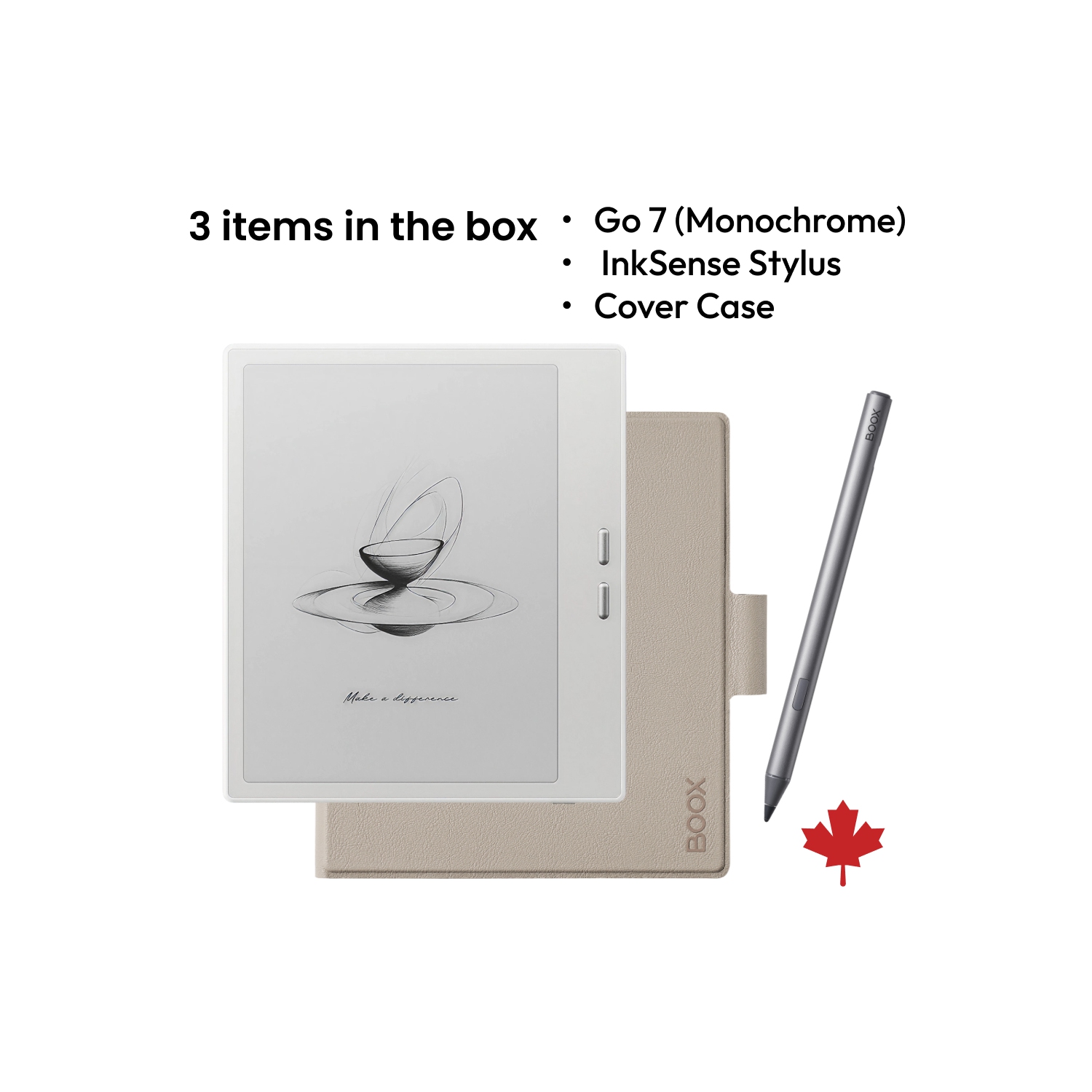 BOOX Go 7 + InkSense Plus Stylus + Beige Magnetic Cover Case with Pen Holder