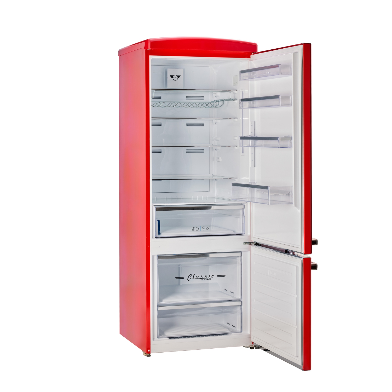 Unique Appliances Classic Retro 16.7 cu.ft Bottom Freezer Refrigerator - Candy Apple Red, Energy Star