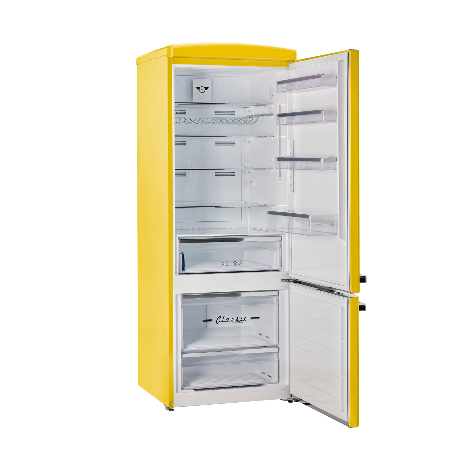 Réfrigérateur à congélateur inférieur rétro classique 16,7&nbsp;pi³ d'Unique Appliances - Jaune canari, Energy Star