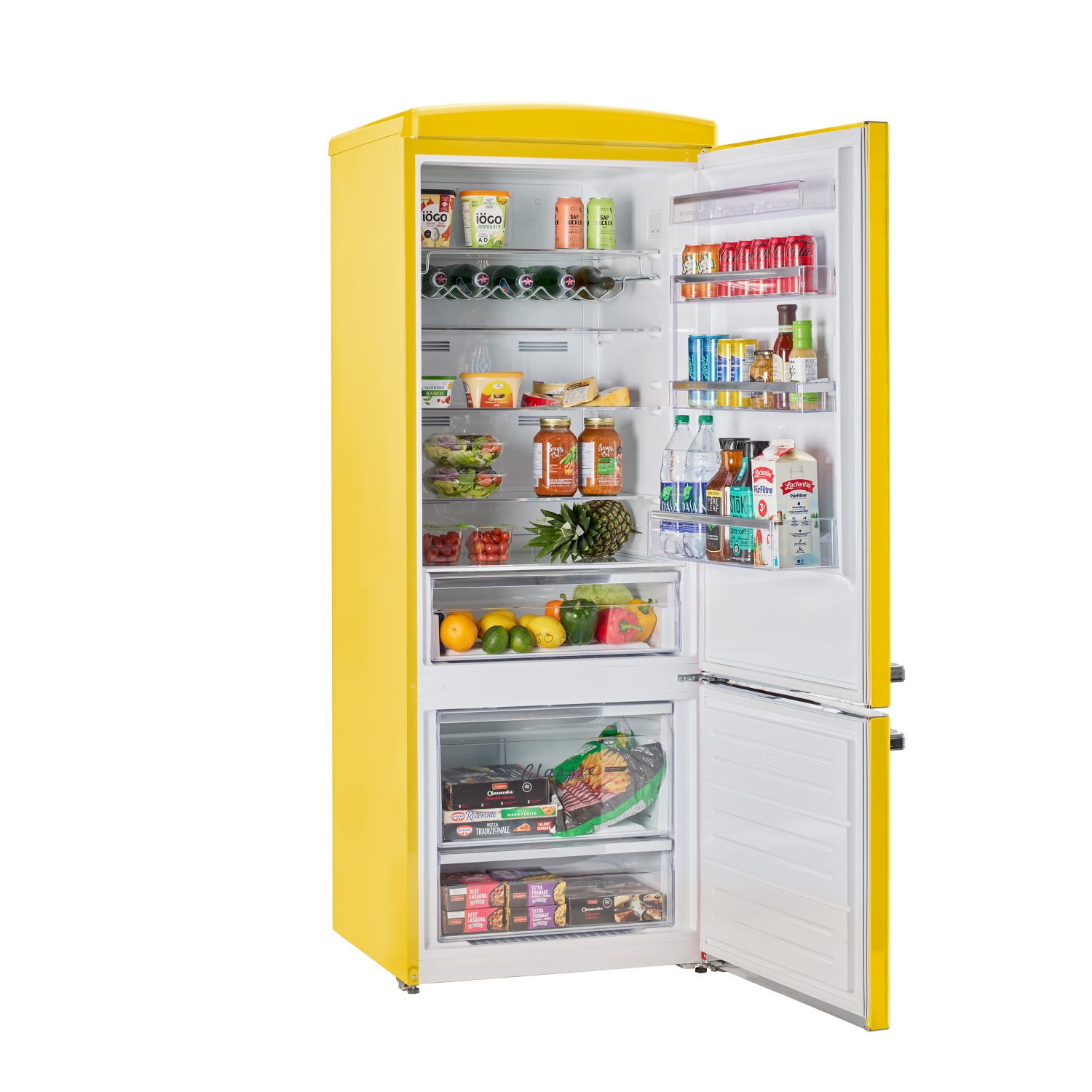 Réfrigérateur à congélateur inférieur rétro classique 16,7&nbsp;pi³ d'Unique Appliances - Jaune canari, Energy Star