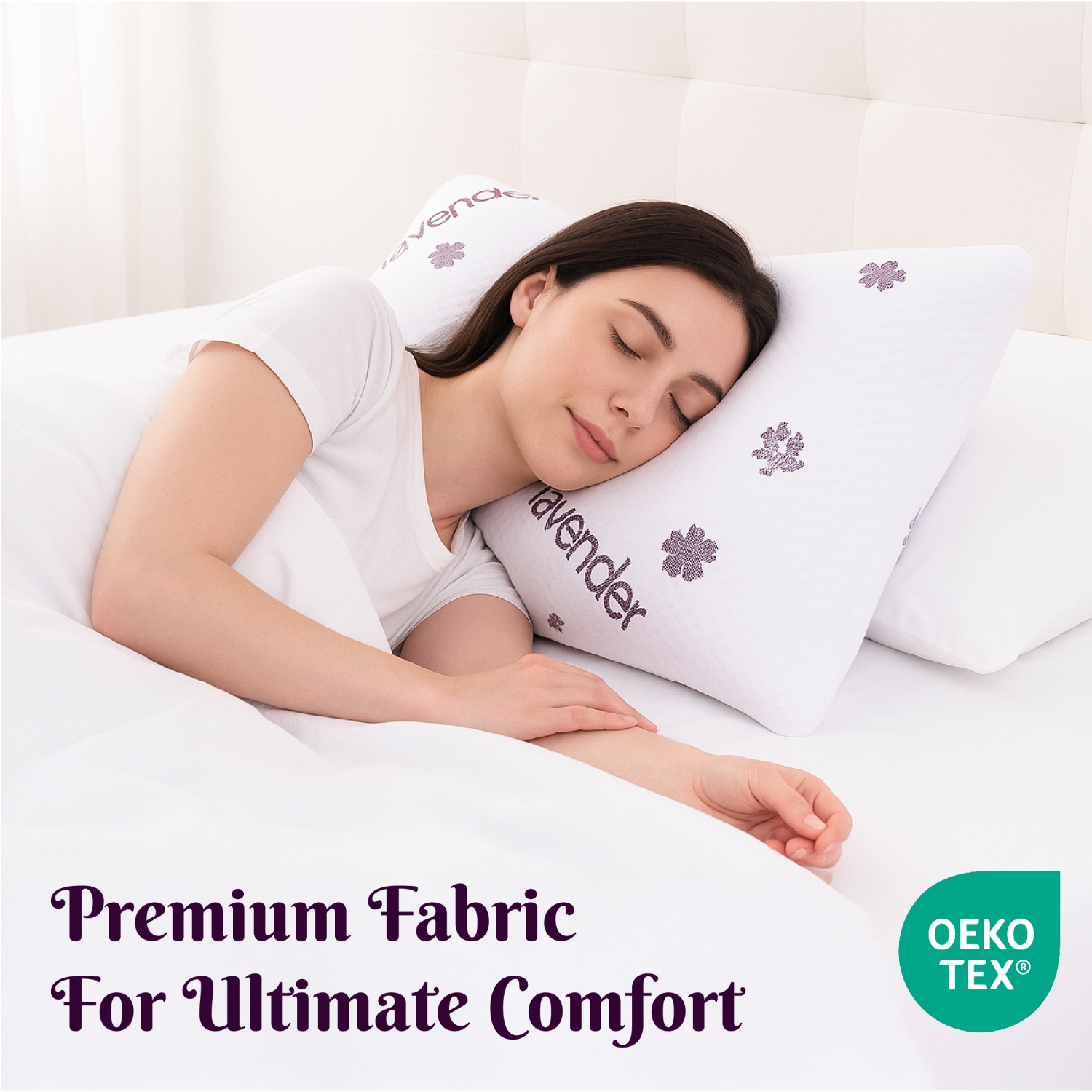 Oreiller infusé de lavande Beddora – Ensemble de 2 – Parfum apaisant, housse souple et soutien moelleux – 20 x 26&nbsp;po