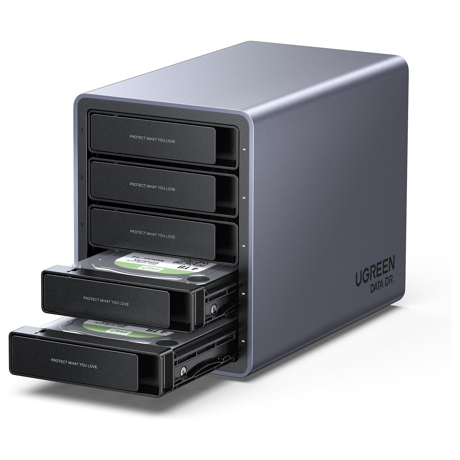 UGREEN 5 Bay USB C RAID Hard Drive Enclosure 100TB for 3.5 2.5 Inch SSD HDD, Disk Array Support RAID0 RAID1 RAID10 RAID3 RAID5 Clone PM Large Mode-