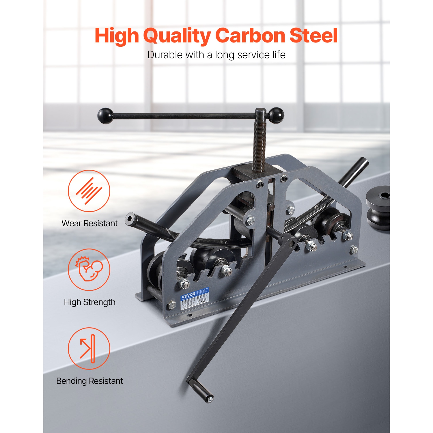 VEVOR 1-1/2" Manual Tube Pipe Roller Bender with 6 Dies, 360° Copper Aluminum Pipe Bending Tool for Square, Round Tube & Flat Bar, Ideal for HVAC Air