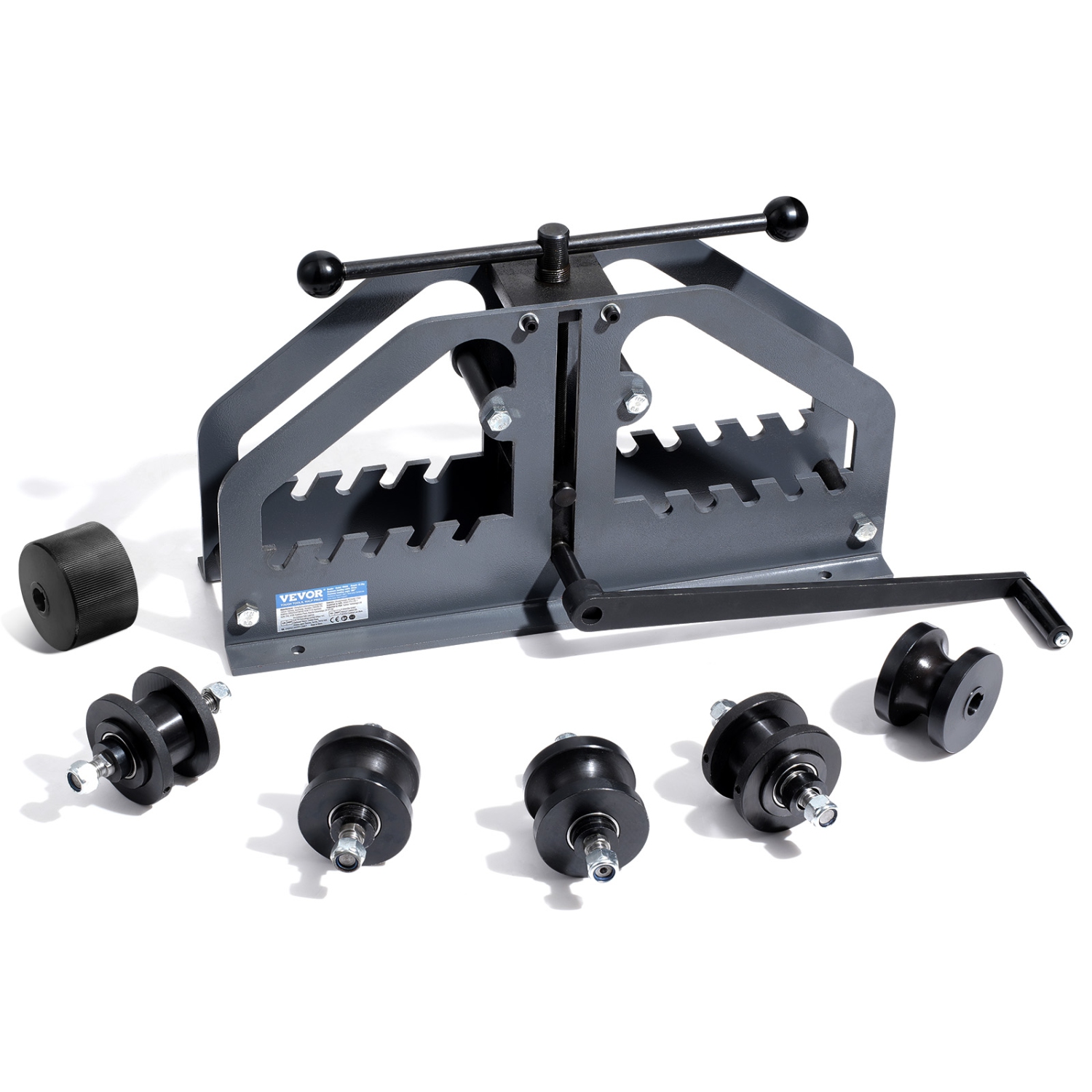 VEVOR 1-1/2" Manual Tube Pipe Roller Bender with 6 Dies, 360° Copper Aluminum Pipe Bending Tool for Square, Round Tube & Flat Bar, Ideal for HVAC Air
