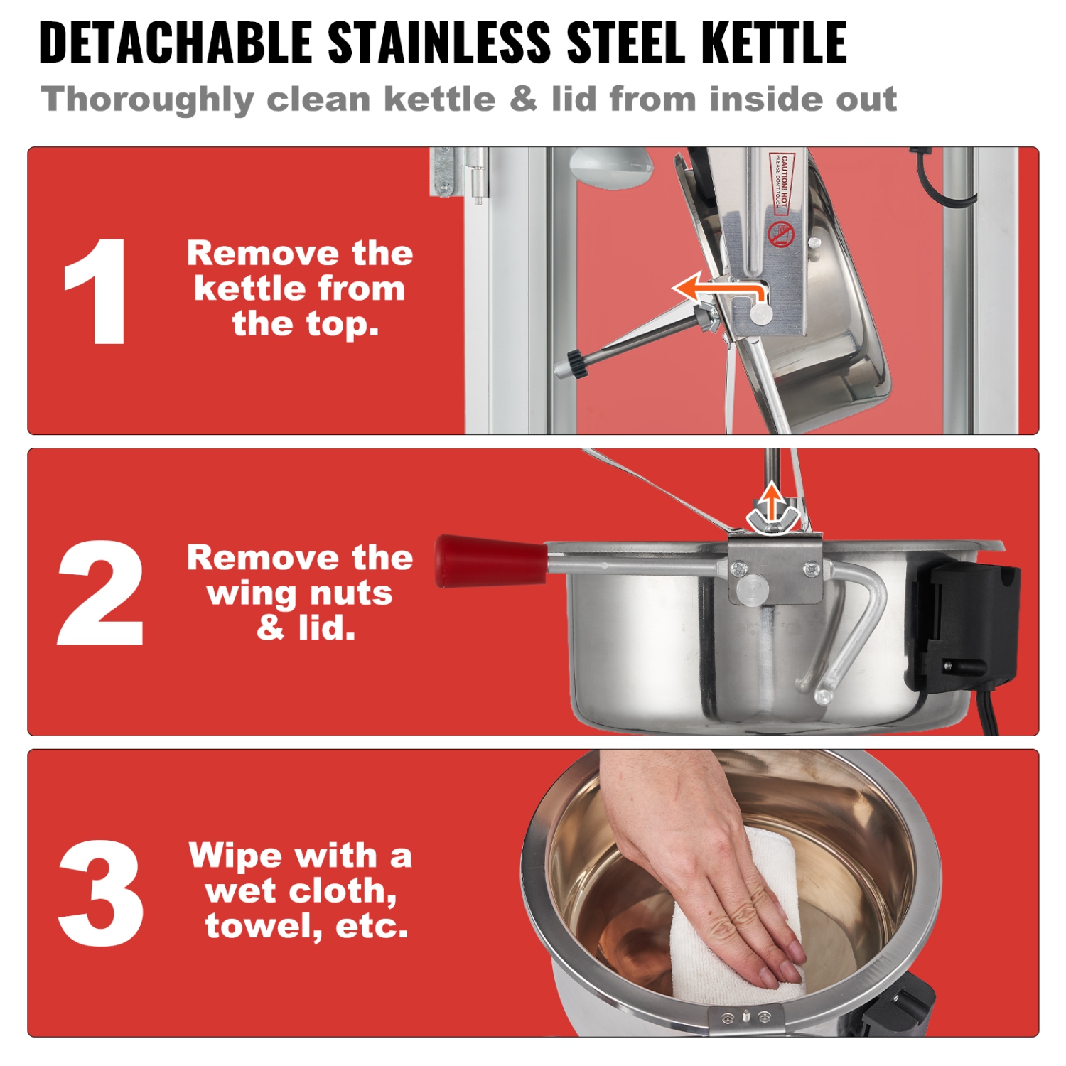 VEVOR 1440W Popcorn Maker, 12 Oz Kettle Makes 80 Cups per Batch, Countertop Popcorn Maker with Tempered Glass, 3 Stainless Steel Scoops, Movie