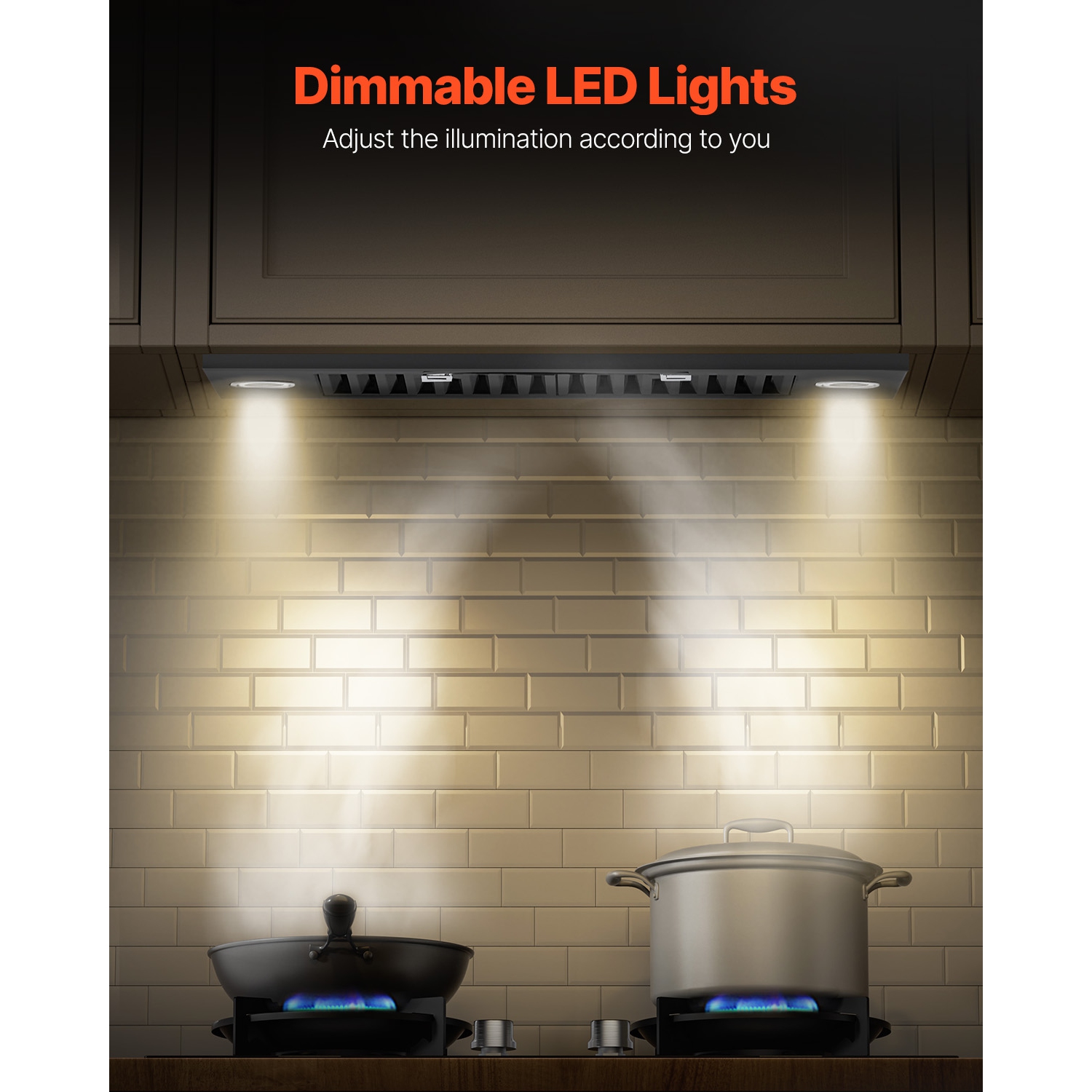 VEVOR 30 inches Built-in Range Hood Insert, 800CFM Steel, Gesture & Touch Control, LED Light, Baffle Filters, 4-Speed Fan, Ducted/Ductless