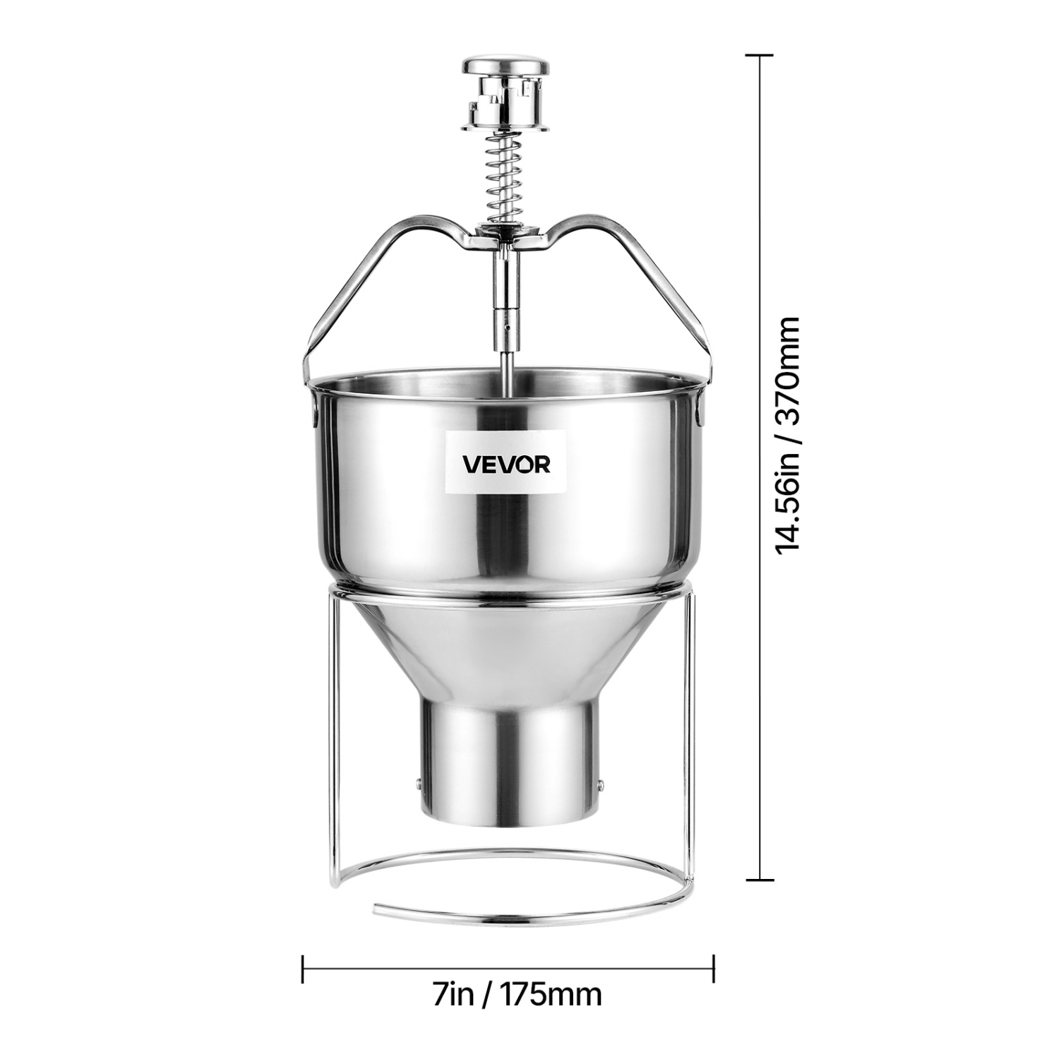 VEVOR 6 Thicknesses Adjustment Donut Depositor, Large Capacity Manual Dropper, 304 Stainless Steel Commercial Batter Dispenser, with Stand, For