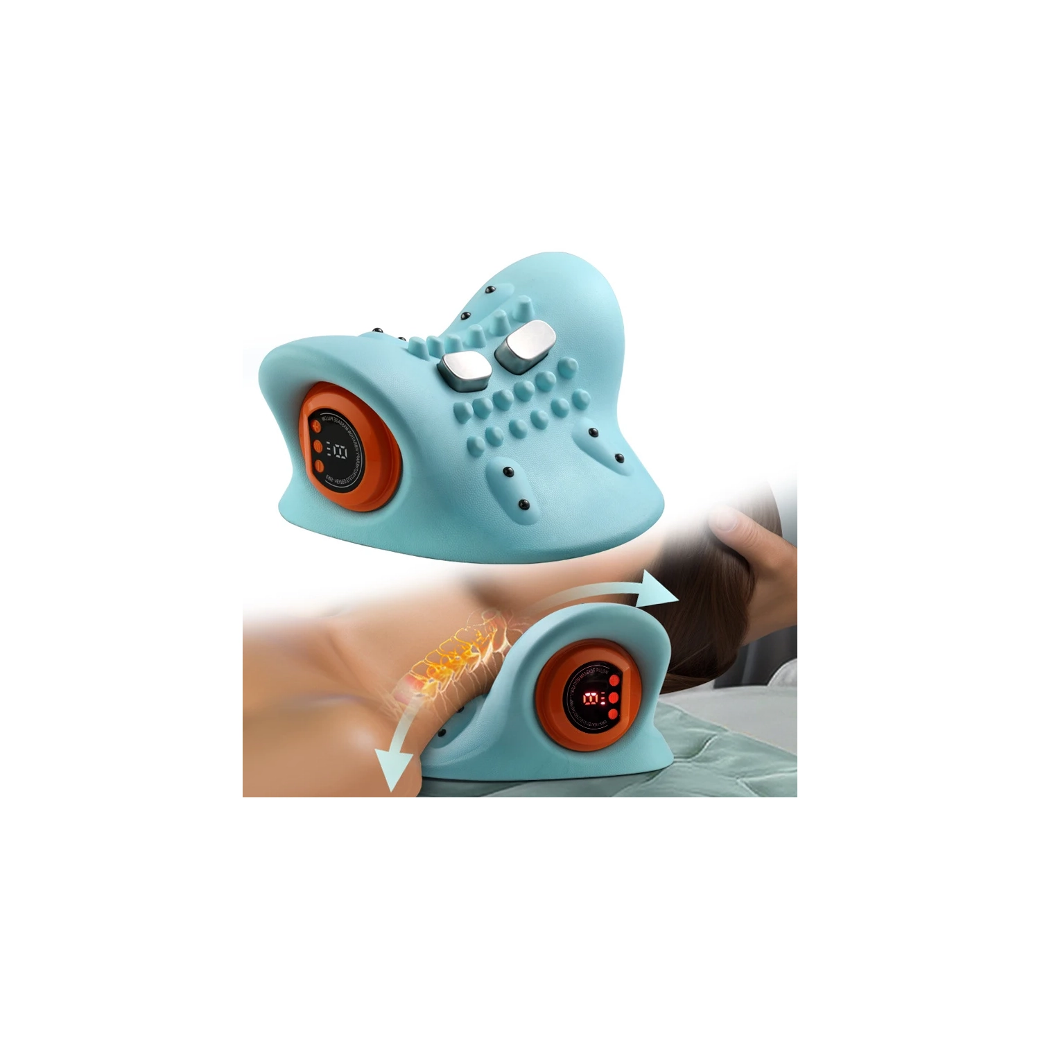 Cervical Massager , for Adult Neck Massage Pillow, Head Acupoint Massage Pillow, Electric Neck and Back Traction Relaxer