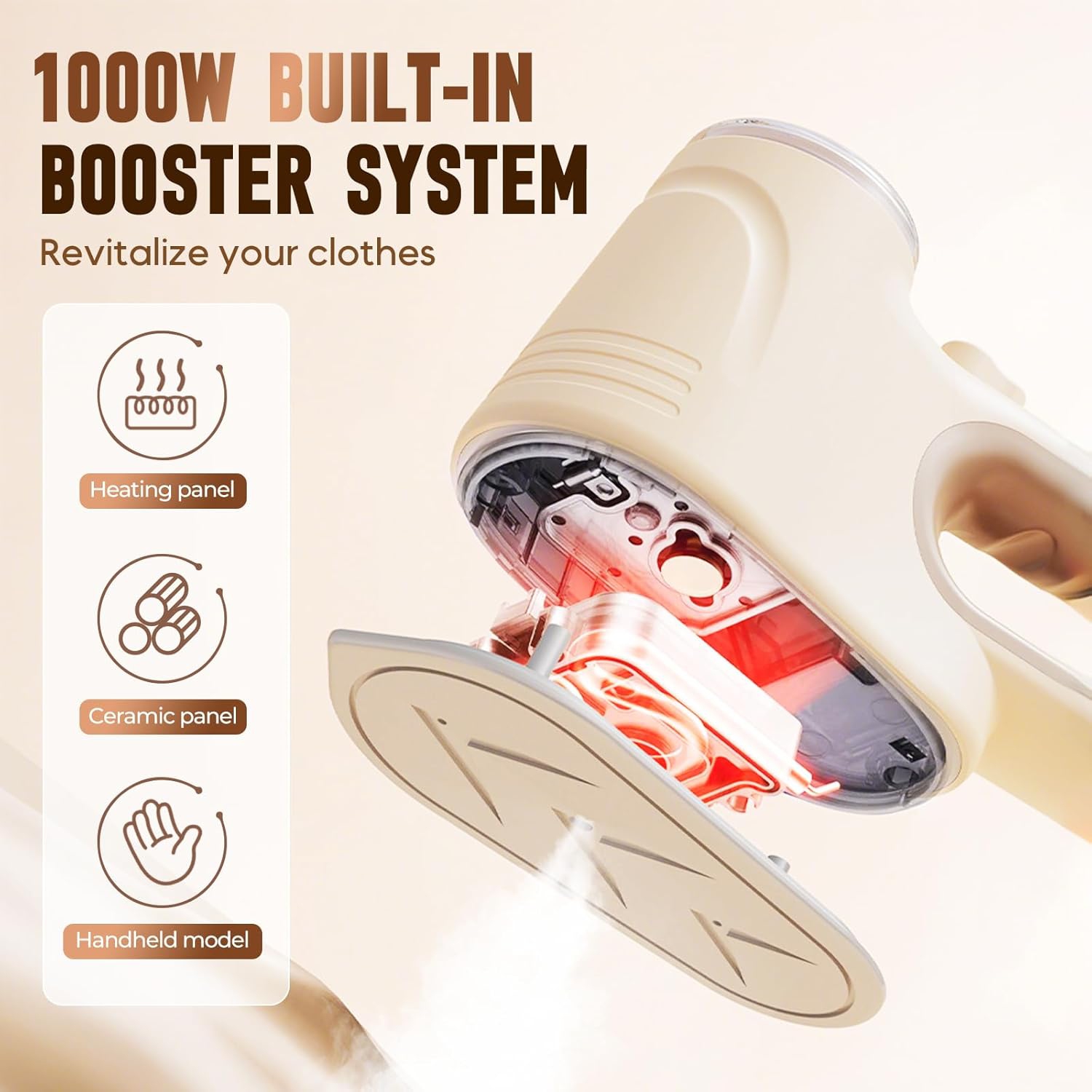 Vacuum Steamer for Clothes,Vacuum Steamer for Clothing,Portable Handheld Clothes Steamers with 50ml Tank,Fast Heating Instant Wrinkle Removing for