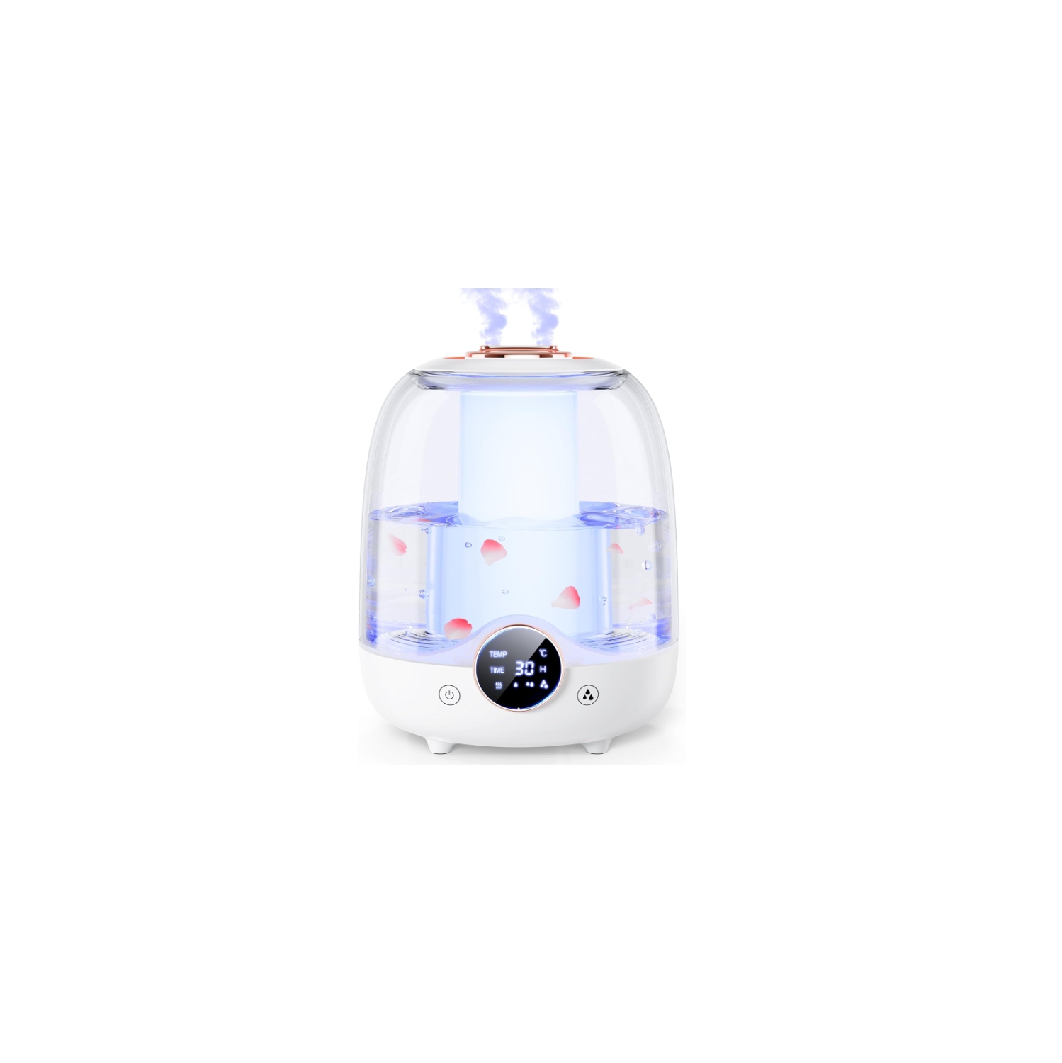 Humidificateurs pour chambre à coucher, humidificateur pour petite maison avec réservoir 3&nbsp;L, deux buses, lampes LED, minuterie intelligente,
