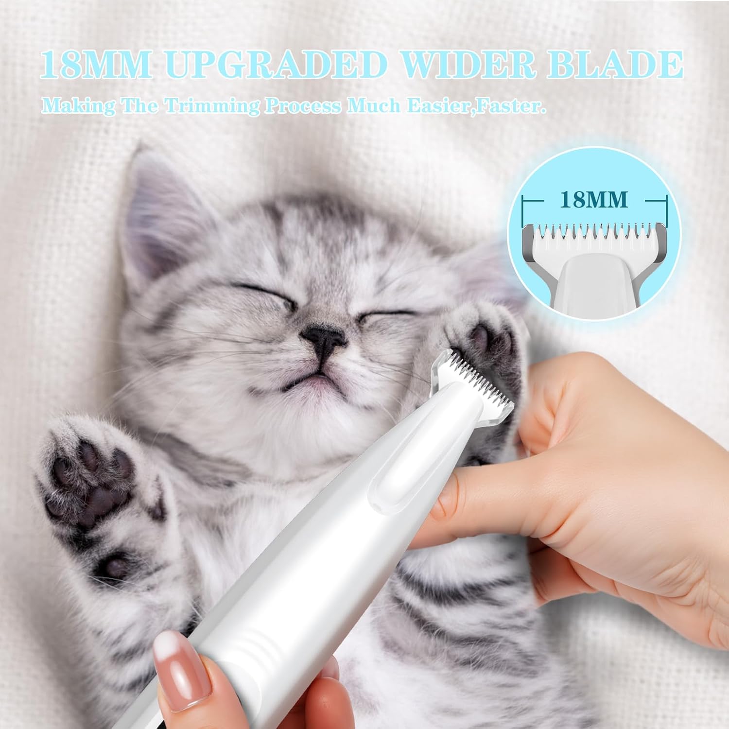 Dog Paw Trimmer,Pets Grooming Kit with LED Light,Rechargeable Cordless Low Noise Clipper for Dog Cat Hair Around Paw Face Eyes Ears Rump