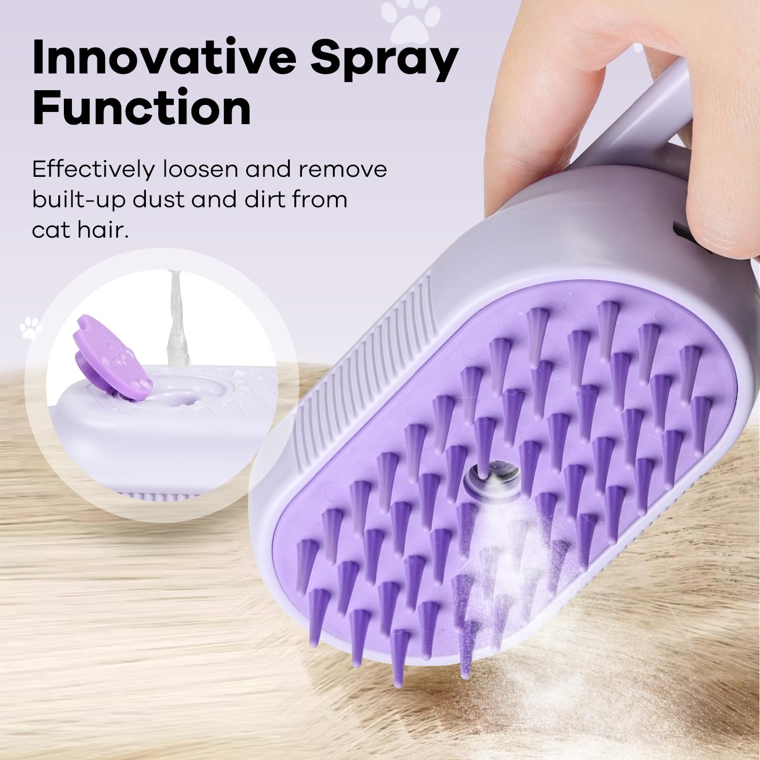 Brosse à vapeur Cat pour le revêtement, brosses à vapeur avec poignée pliable pour chats, peigne Defur pour chats, brosse à eau pour chat, peigne