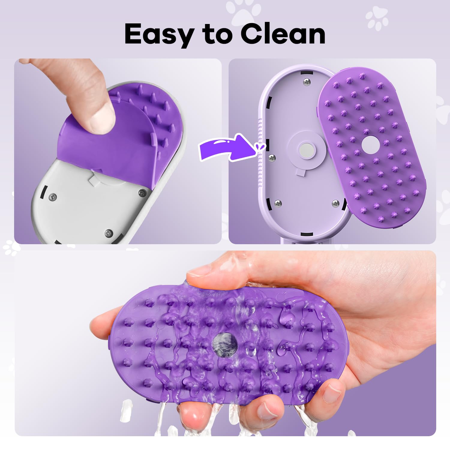Brosse à vapeur Cat pour le revêtement, brosses à vapeur avec poignée pliable pour chats, peigne Defur pour chats, brosse à eau pour chat, peigne