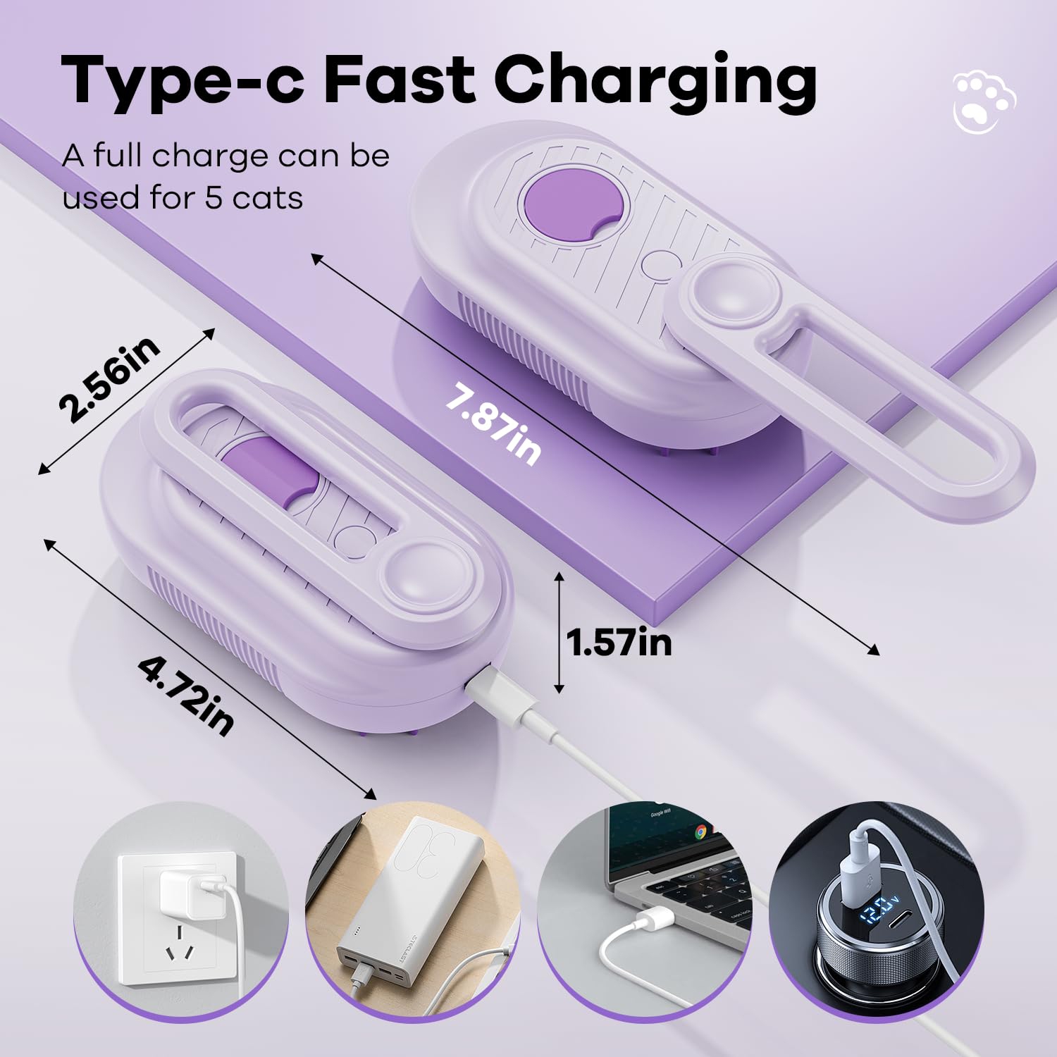 Brosse à vapeur Cat pour le revêtement, brosses à vapeur avec poignée pliable pour chats, peigne Defur pour chats, brosse à eau pour chat, peigne