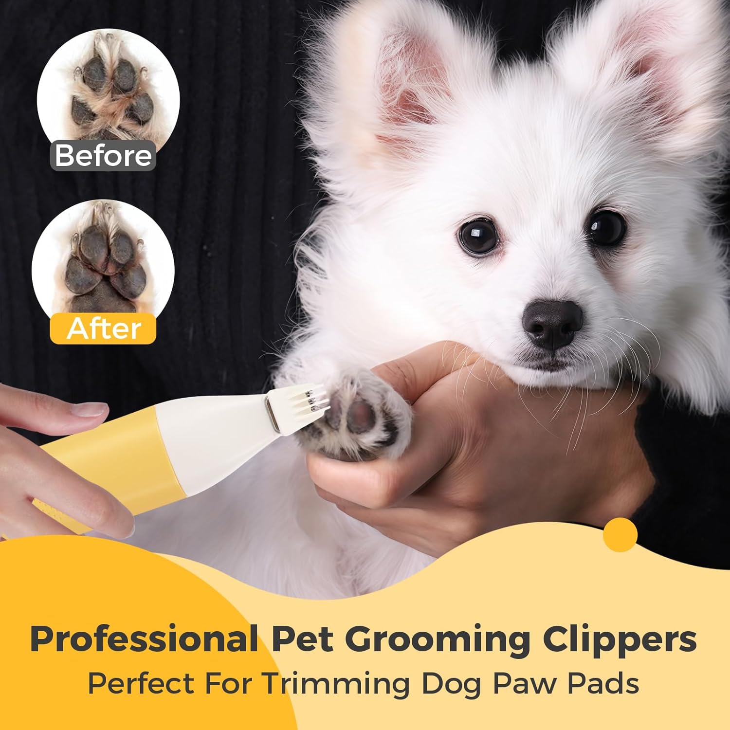 Dog Paw Trimmer with 3 Blade,Cordless Small Pet Hair Grooming Trimmer,Cat's Paw Nail Filer, Low Noise for Trimming Dog's Fur Around Paws Eyes Ears