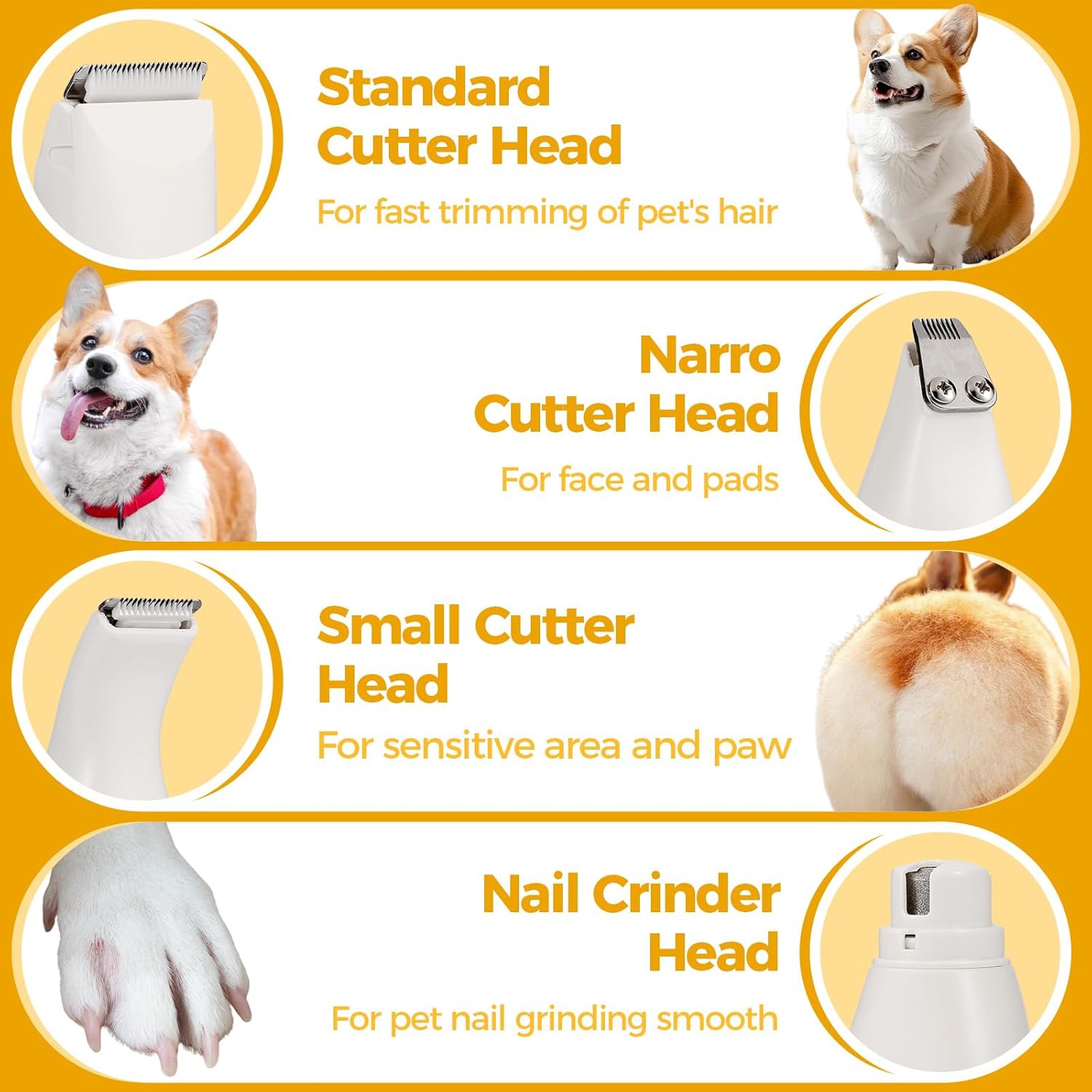 Dog Paw Trimmer with 3 Blade,Cordless Small Pet Hair Grooming Trimmer,Cat's Paw Nail Filer, Low Noise for Trimming Dog's Fur Around Paws Eyes Ears