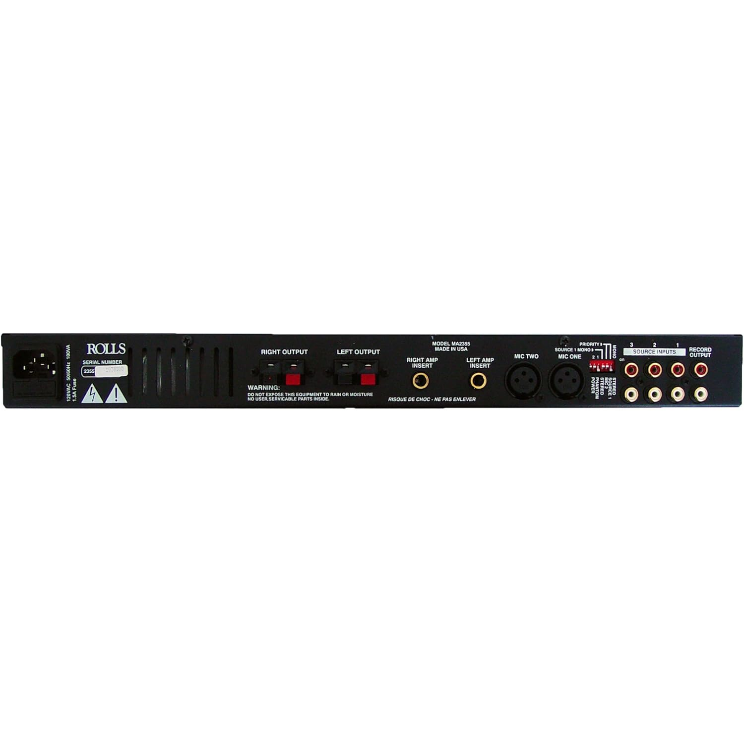Rolls MA2355 Rack Mount Mixer/Amplifier