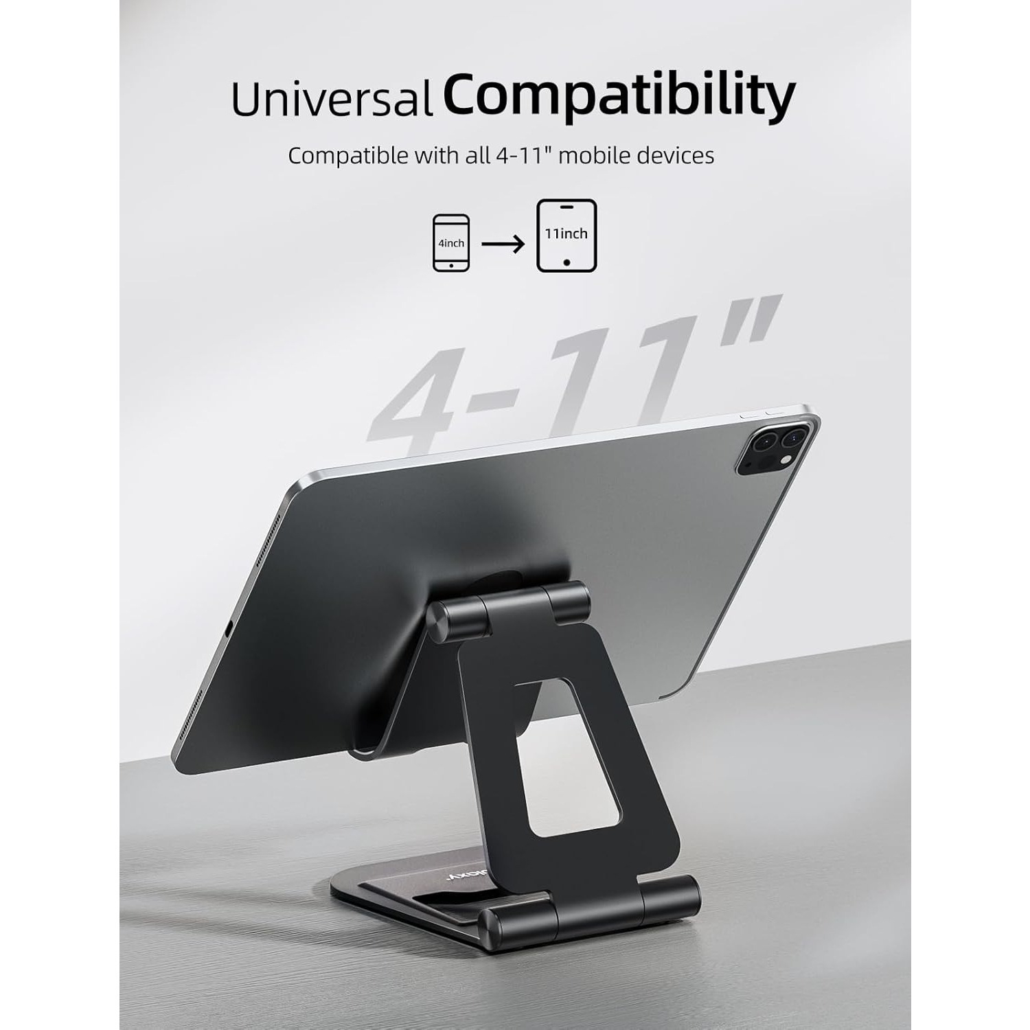 Nulaxy Aluminum Dual Foldable iPad Stand - Black