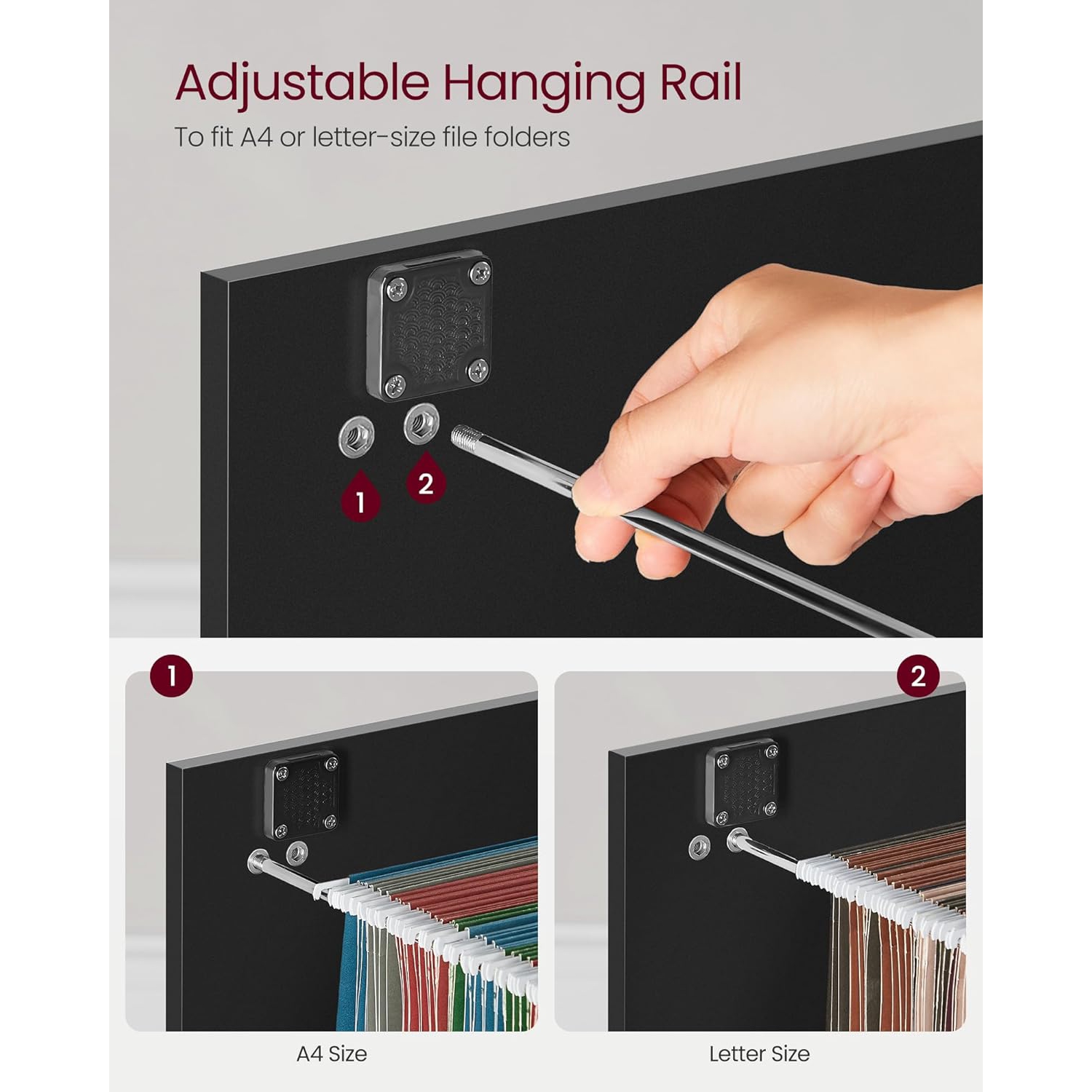 VASAGLE 2-Drawer File Cabinet with Lock – Printer Stand & Office Organizer for A4 & Letter Documents, Ink Black