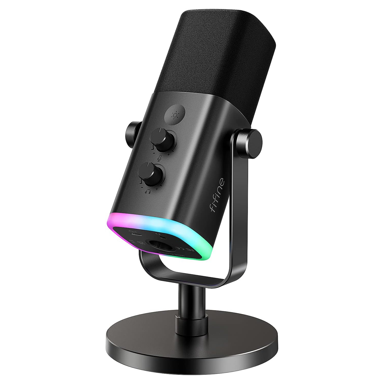 Refurbished - Fifine Dynamic Studio XLR/USB Microphone, Gaming Streaming RGB Microphone for PC/MAC/PS5 - AmpliGame AM8 Black