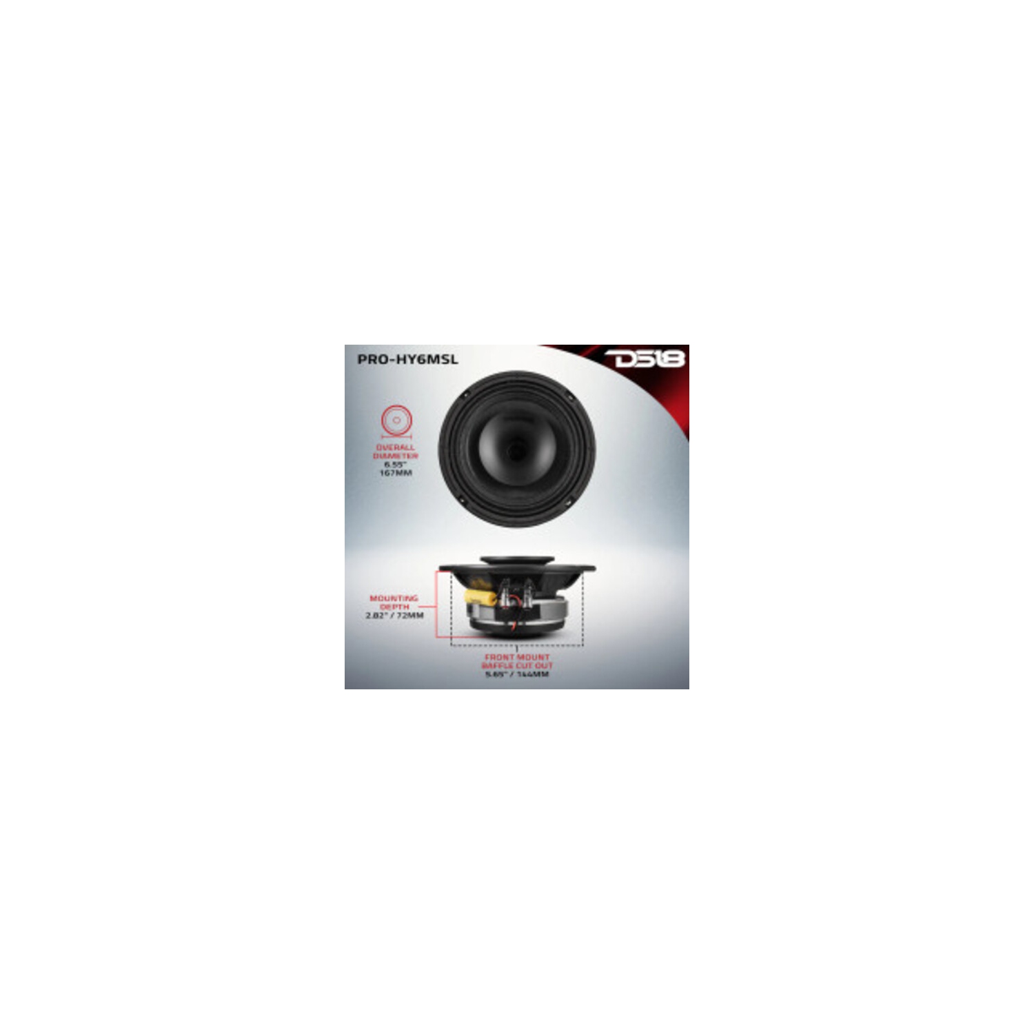 Haut-parleur hybride milieu de gamme peu profond de 6,5&nbsp;po DS18 PRO-HY6MSL avec haut-parleur 150&nbsp;W RMS intégré - 8&nbsp;Ohm