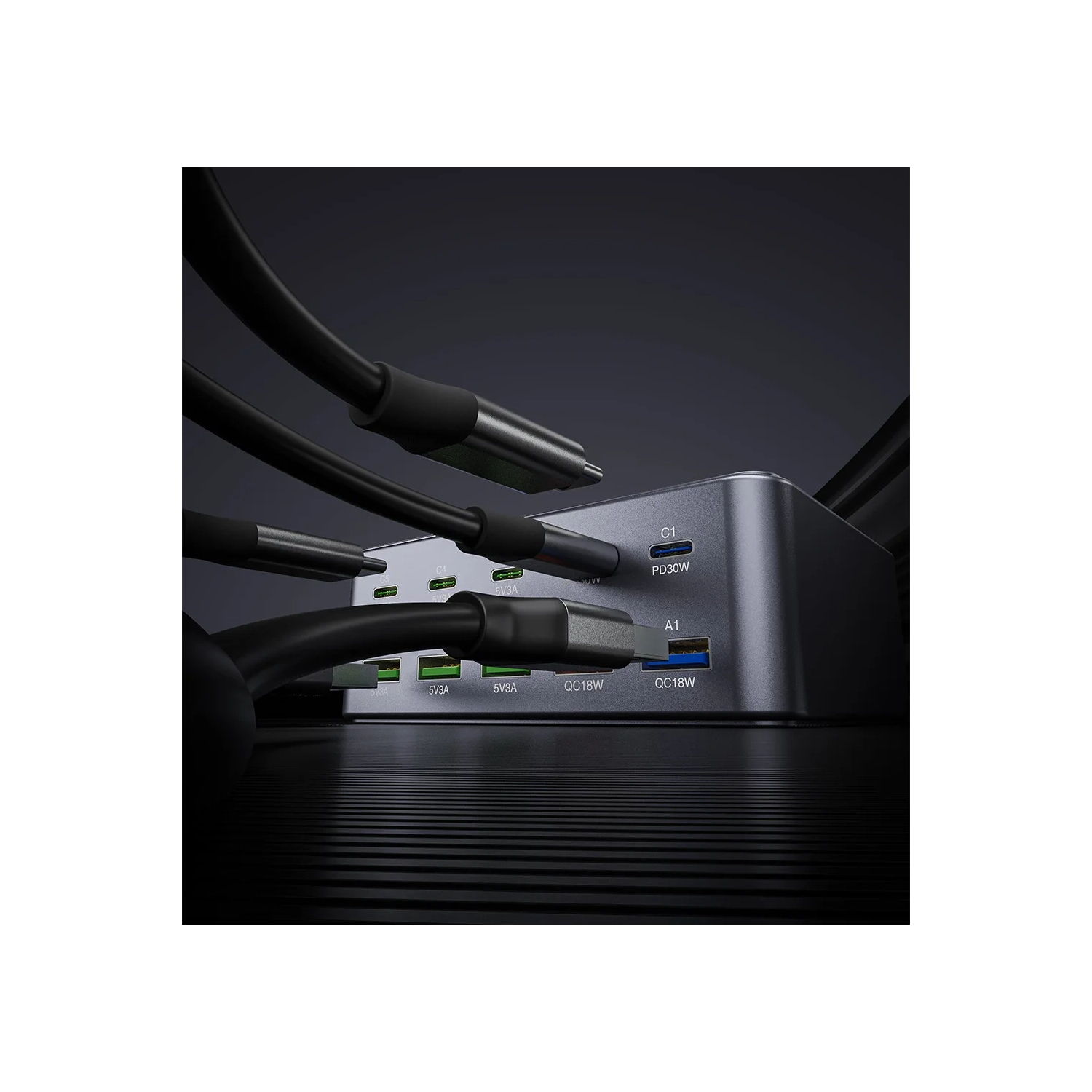 Multi-port PD, USB charging stand, travel studio 100W charging head, fast charging power strip mobile phone fast charger - gray