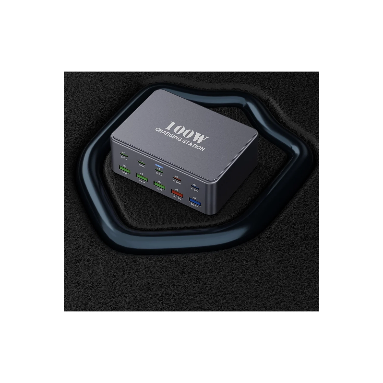 Multi-port PD, USB charging stand, travel studio 100W charging head, fast charging power strip mobile phone fast charger - gray