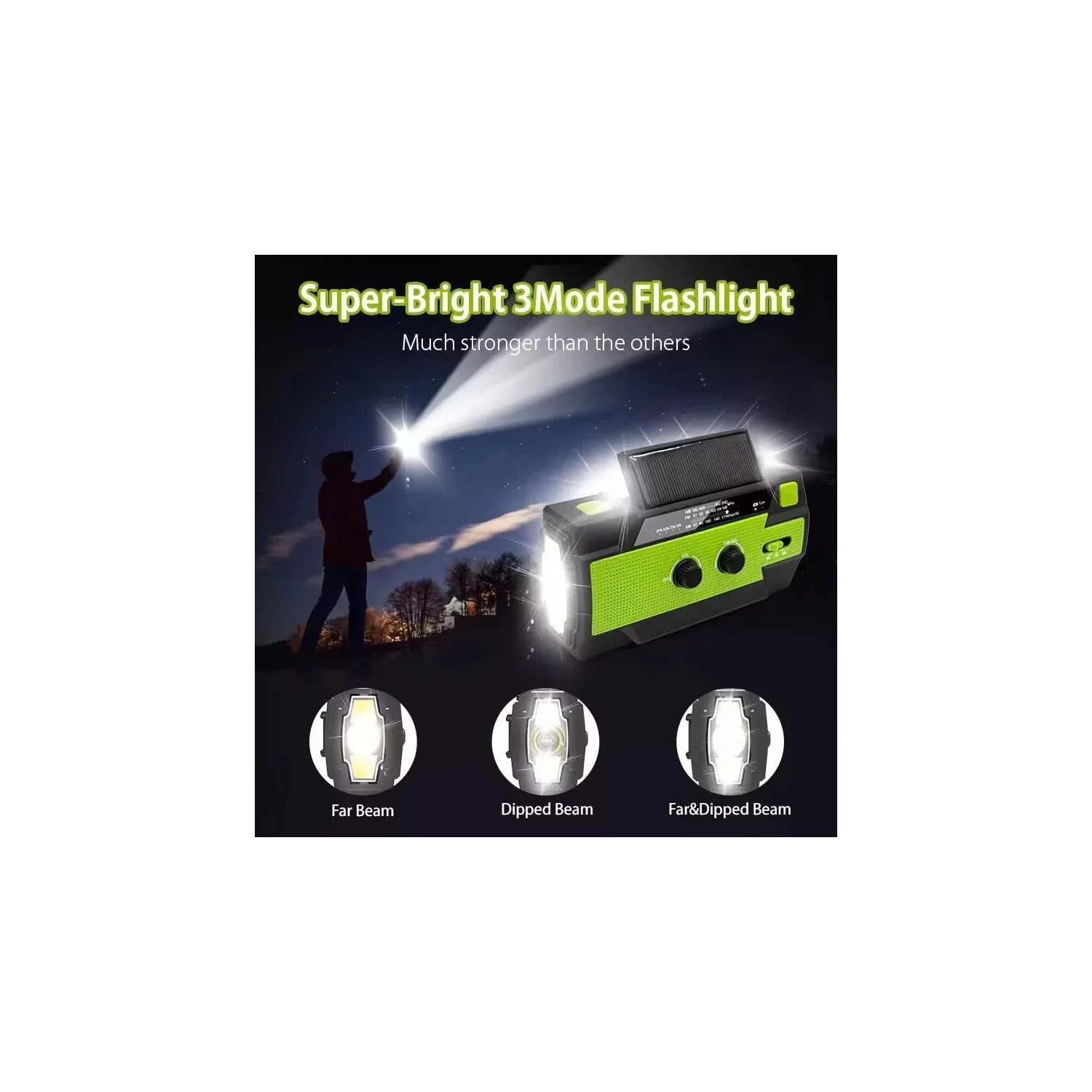 Radio d'urgence, radio multifonction, radio à manivelle avec lampe de poche, radio solaire, radio météo SOS AM/FM/NOAA - Jaune