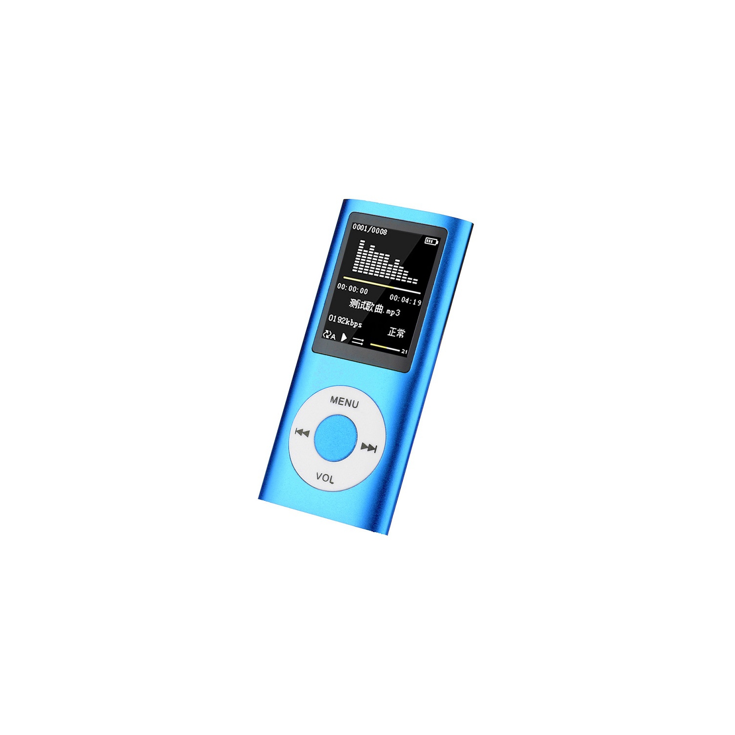 La quatrième génération de carte classique mp4, 1.8&nbsp;po vidéo mp4 lecteur e-book mp3 étudiant Walkman mp3, bleu-8G