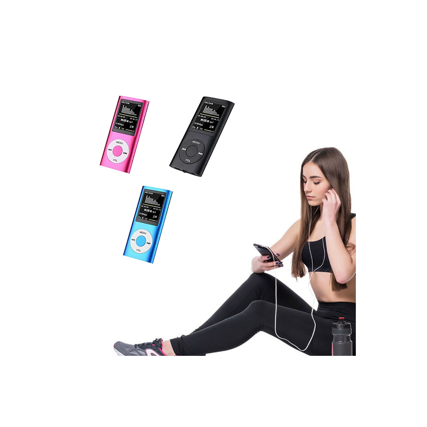 La quatrième génération de carte classique mp4, 1.8&nbsp;po vidéo mp4 lecteur e-book mp3 étudiant Walkman mp3, bleu-8G