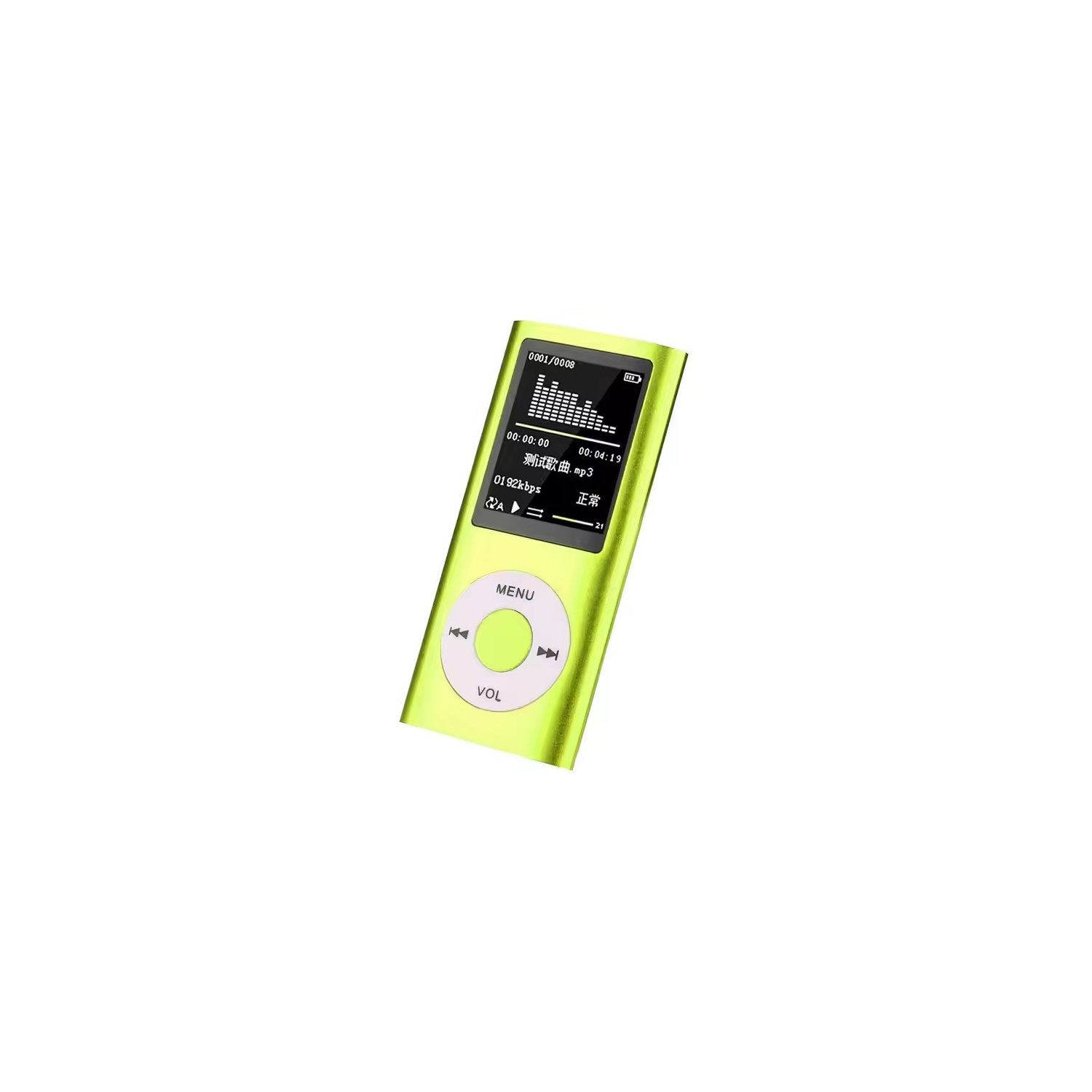 La quatrième génération de carte classique mp4, 1.8&nbsp;po vidéo mp4 lecteur e-book mp3 étudiant Walkman mp3, green-8G
