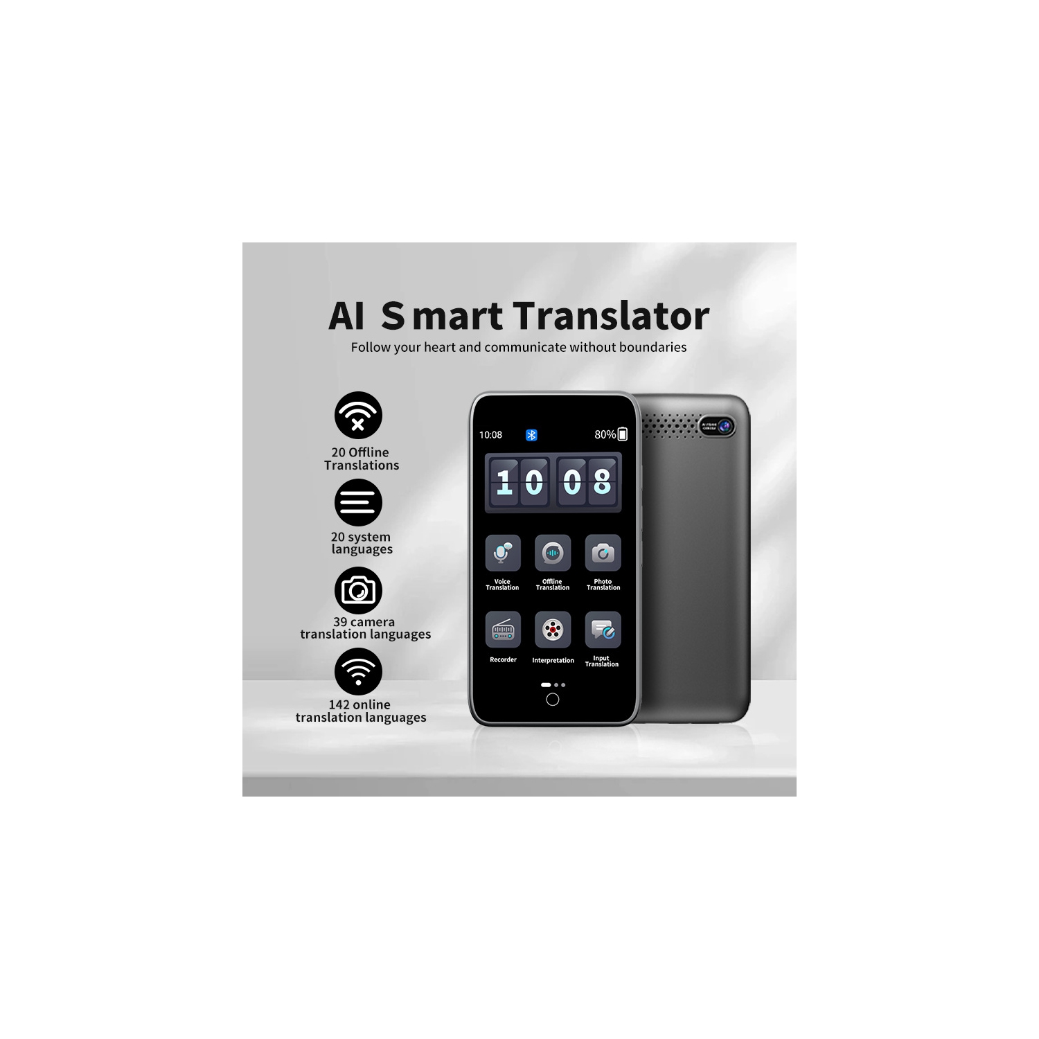 Nouveau traducteur intelligent, traducteur hors ligne portable, traduction de photos, traduction simultanée, traduction 6G de 142 langues ​​+ offline