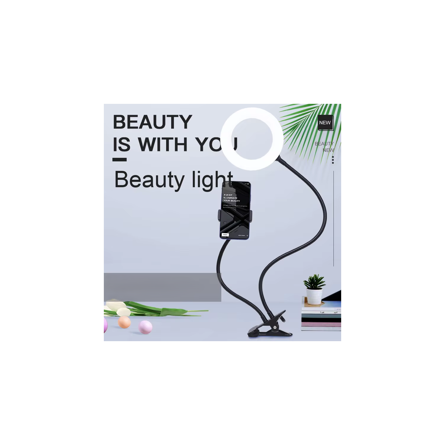 6-inch clip desktop live broadcast fill light, ring lighting, folding beauty selfie light, suitable for mobile phone live broadcast and selfie on