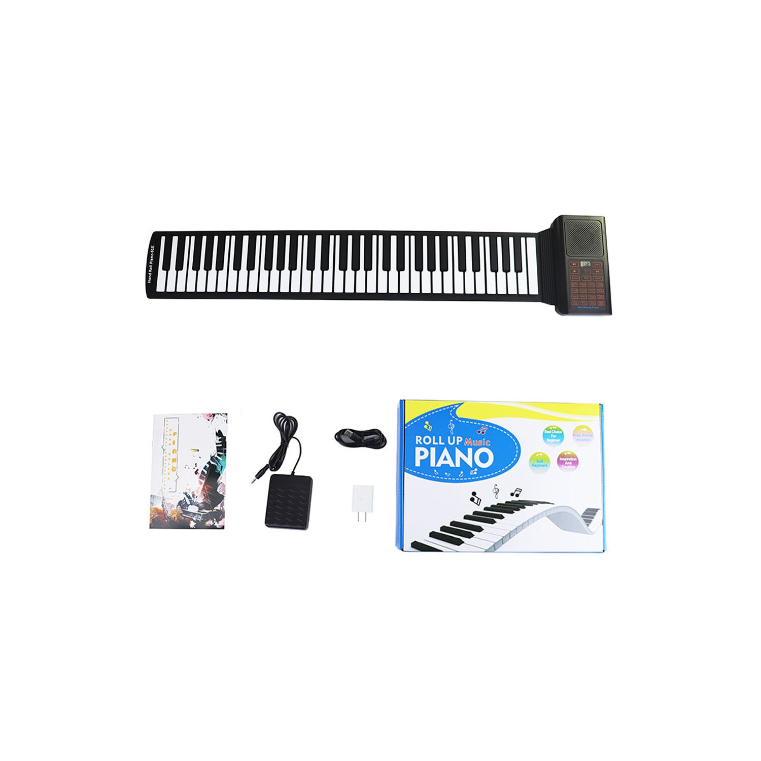 Piano à 61 touches, piano électronique multifonction portatif intelligent avec 128 tonalités uniques et haut-parleur intégré pour les débutants et