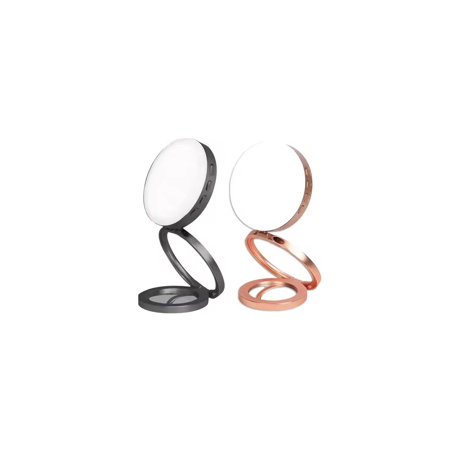 Portable magnetic fill light, desktop makeup mirror, handheld outdoor shooting mobile phone lighting, live beauty pocket light - rose gold metal