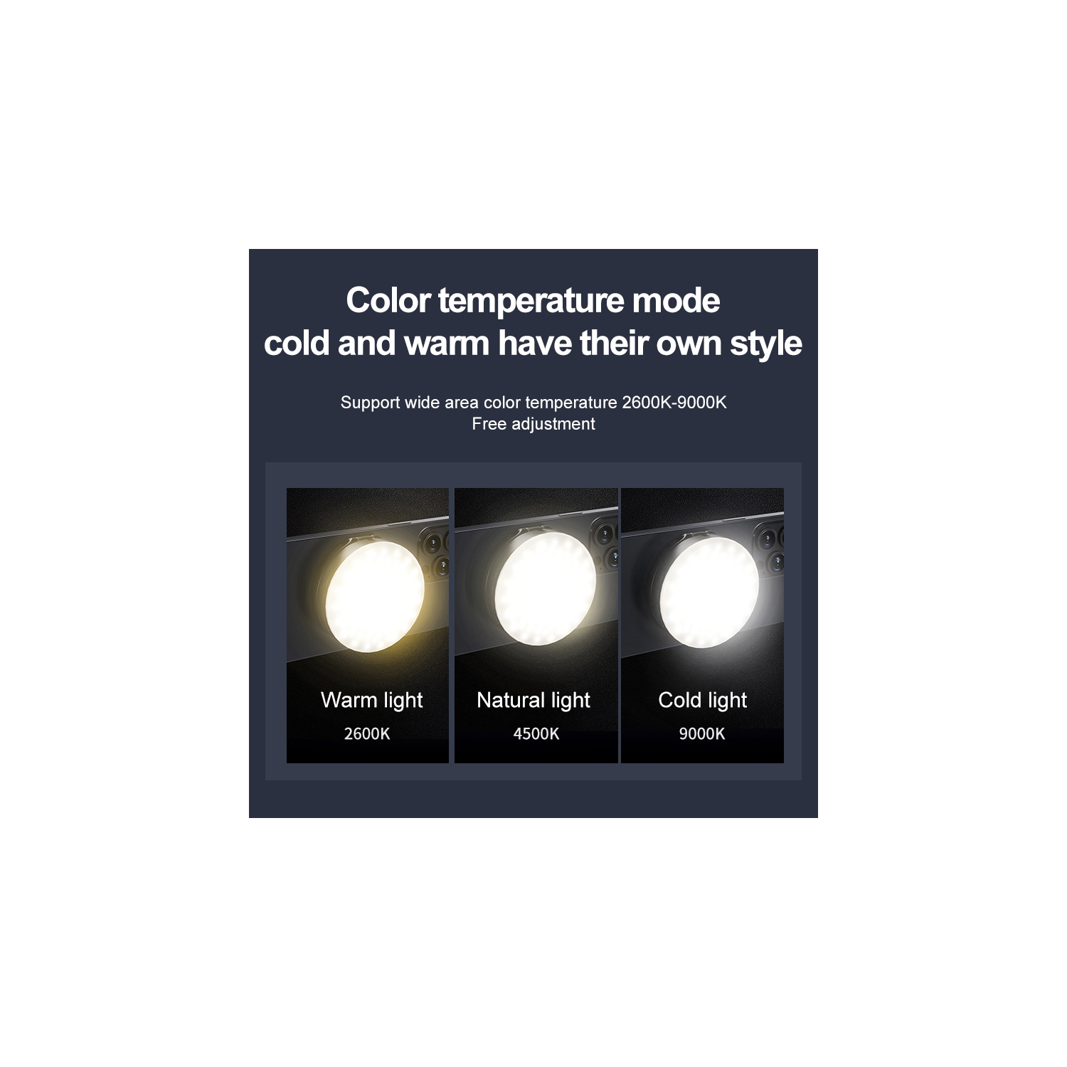 Portable magnetic fill light, desktop makeup mirror, handheld outdoor shooting mobile phone lighting, live beauty pocket light - rose gold metal